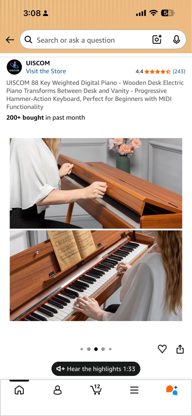 UISCOM 88 Key Weighted Digital Piano - photo 2