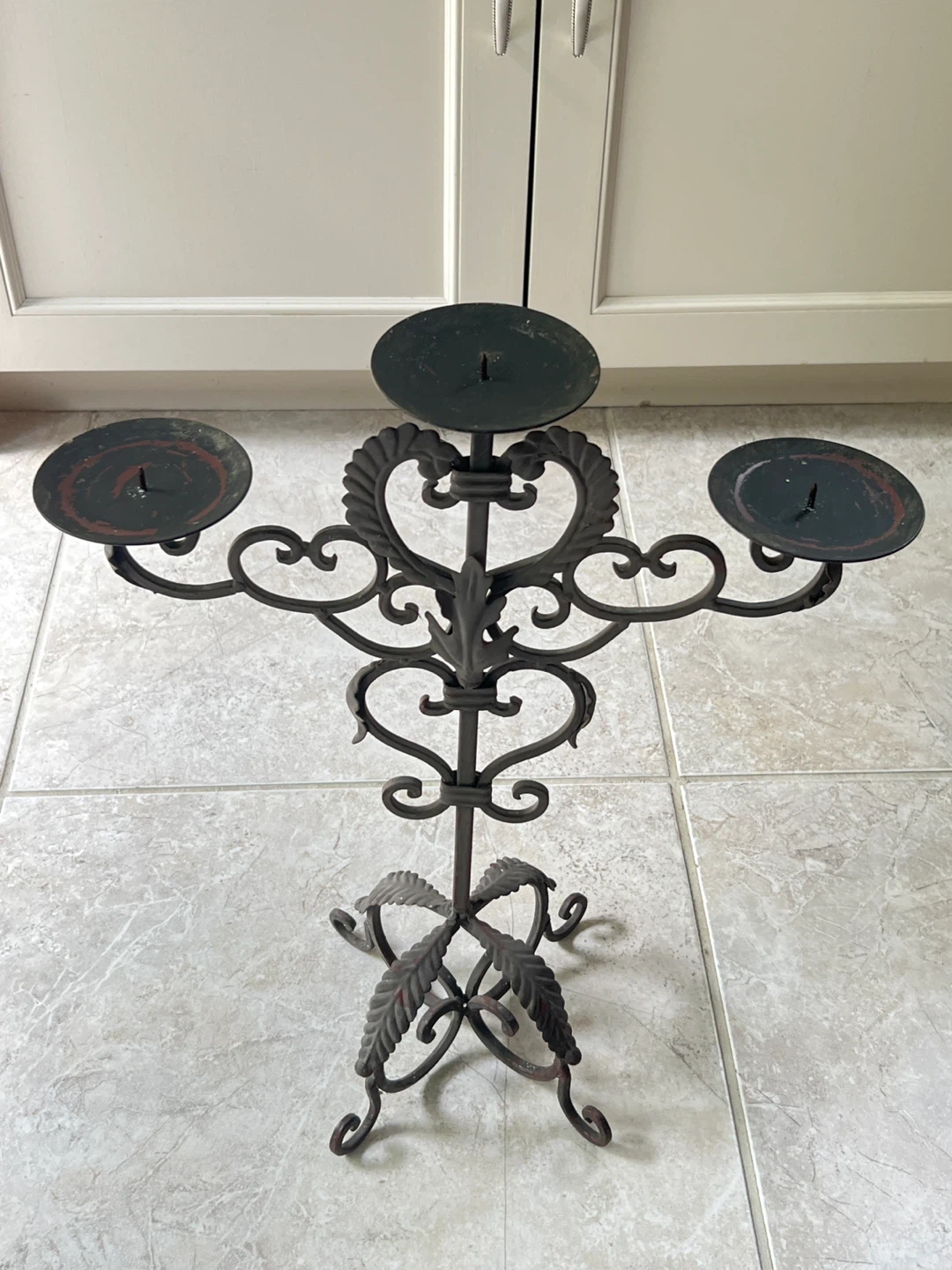 Wrought Iron 3-Candle Candelabra