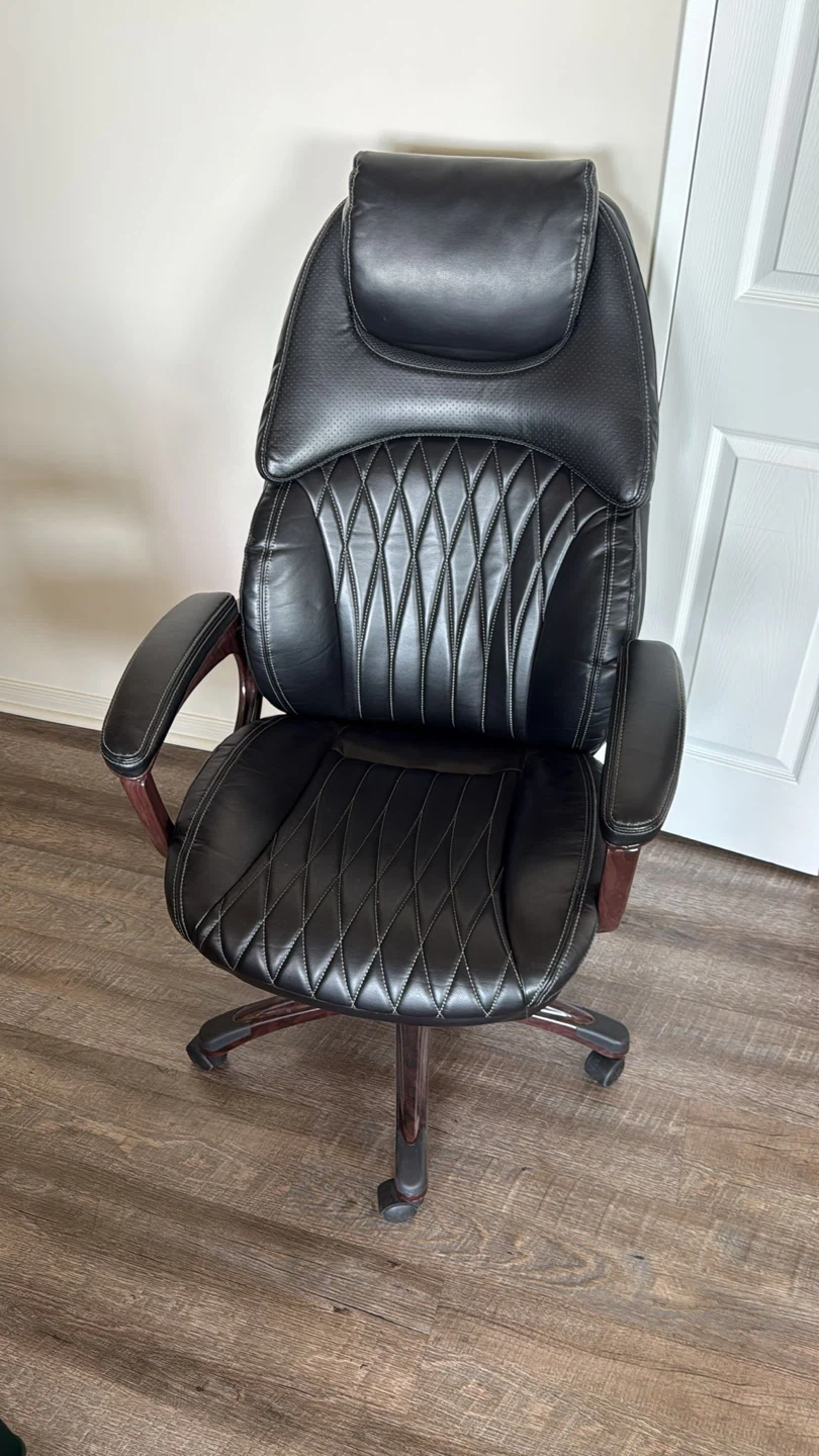 Black Faux Leather Office Chair with Height Adjustment