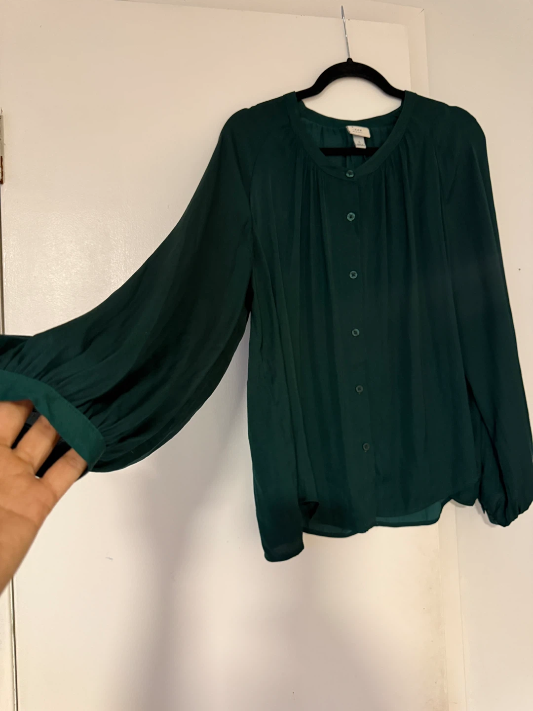 A New Day Green Button Front Blouse - Size L - photo 2