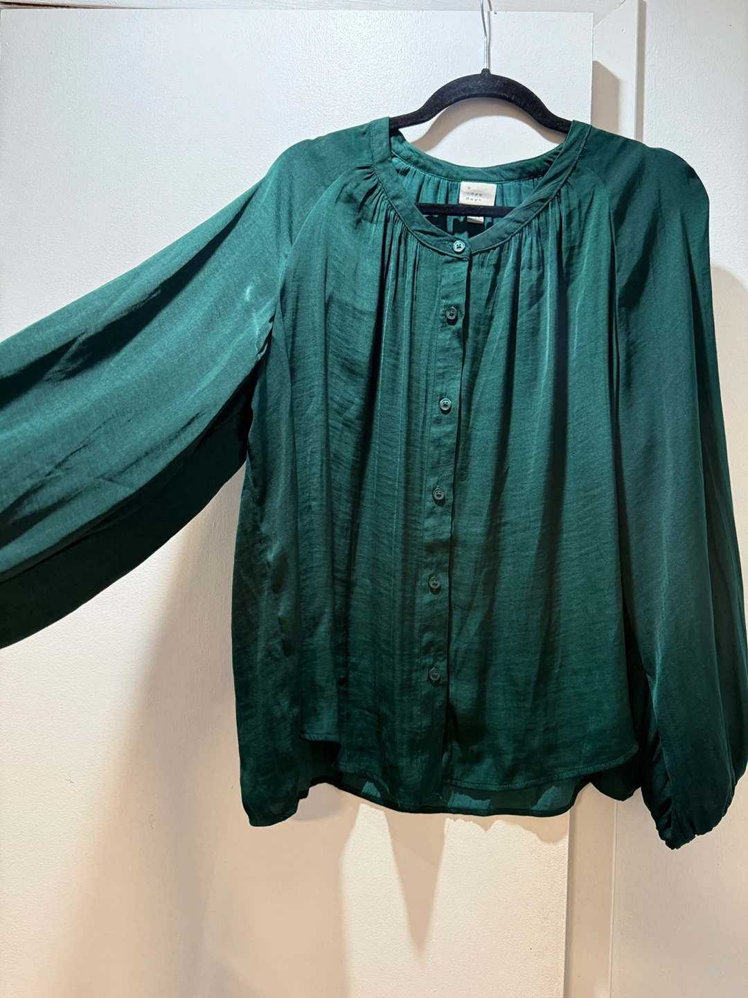 A New Day Green Button Front Blouse - Size L - photo 5