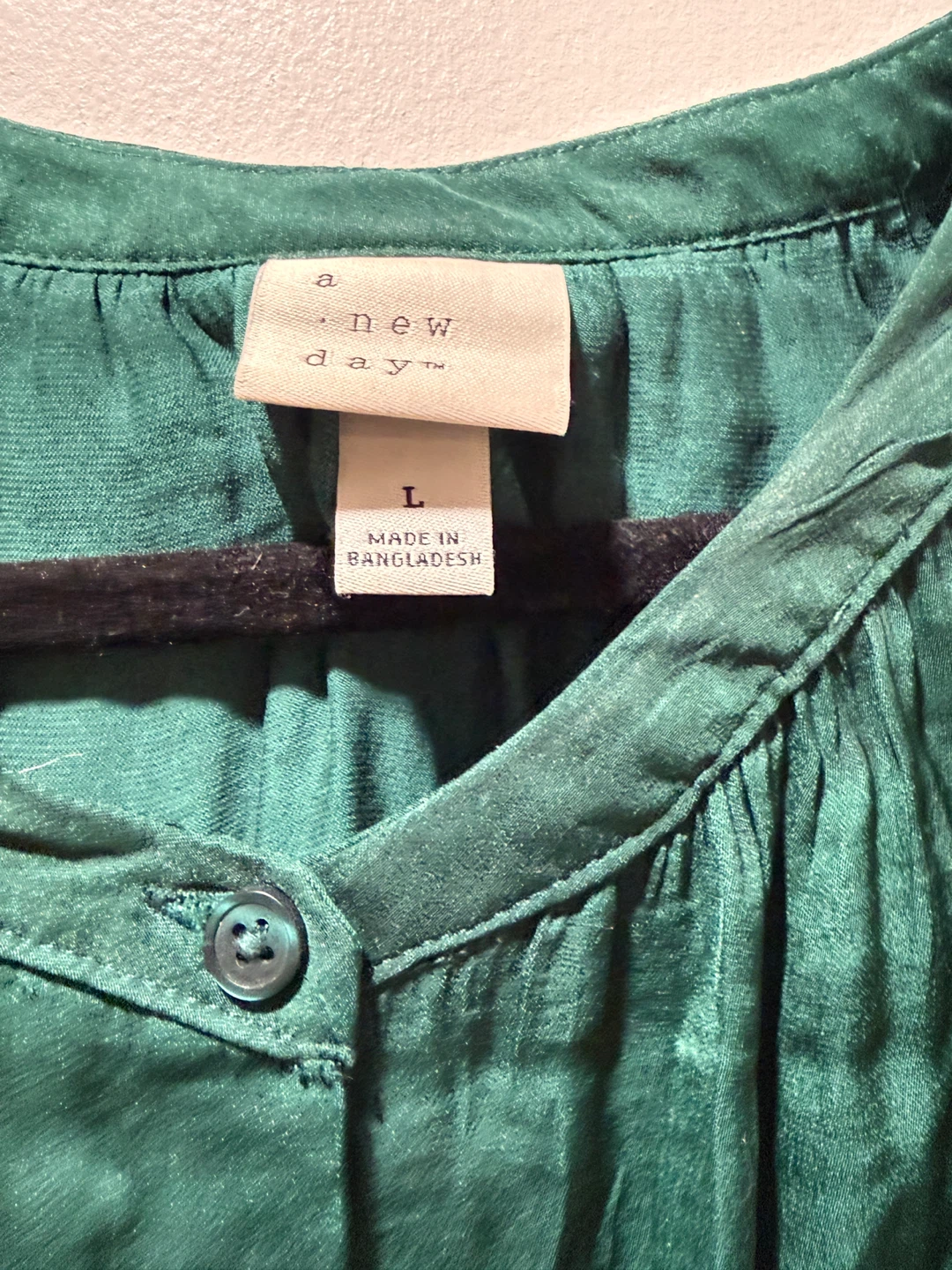 A New Day Green Button Front Blouse - Size L - photo 4