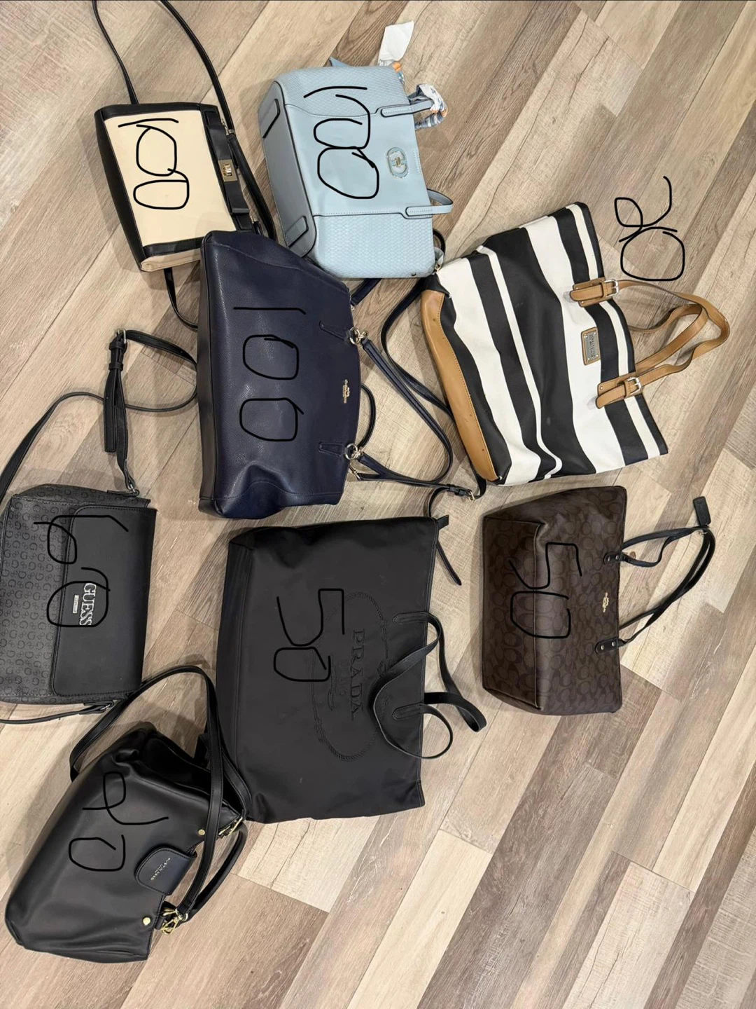 Assorted Designer Purses - Coach, Prada, Guess
