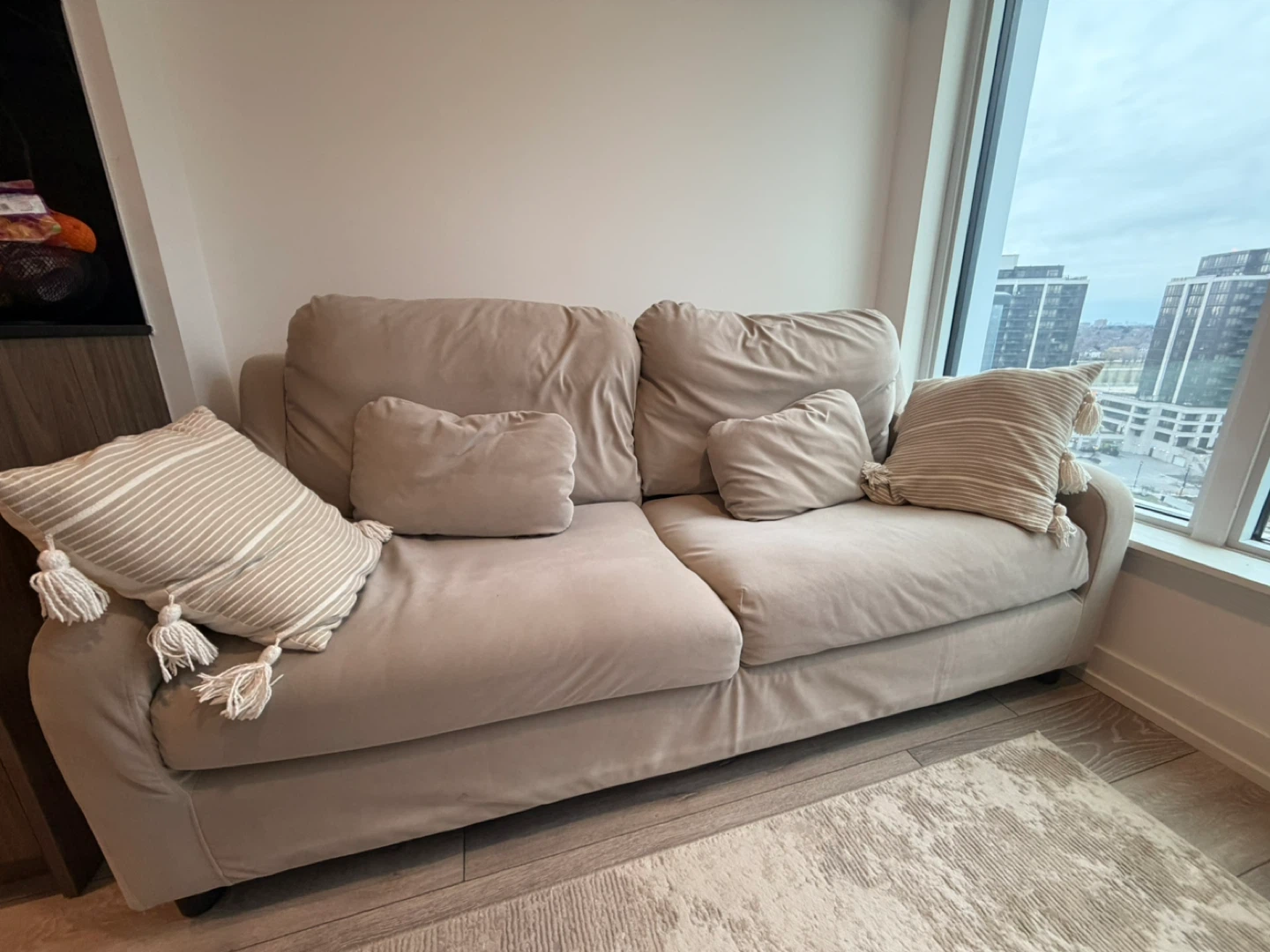 Beige 2-Seater Sofa with Pillows - photo 3