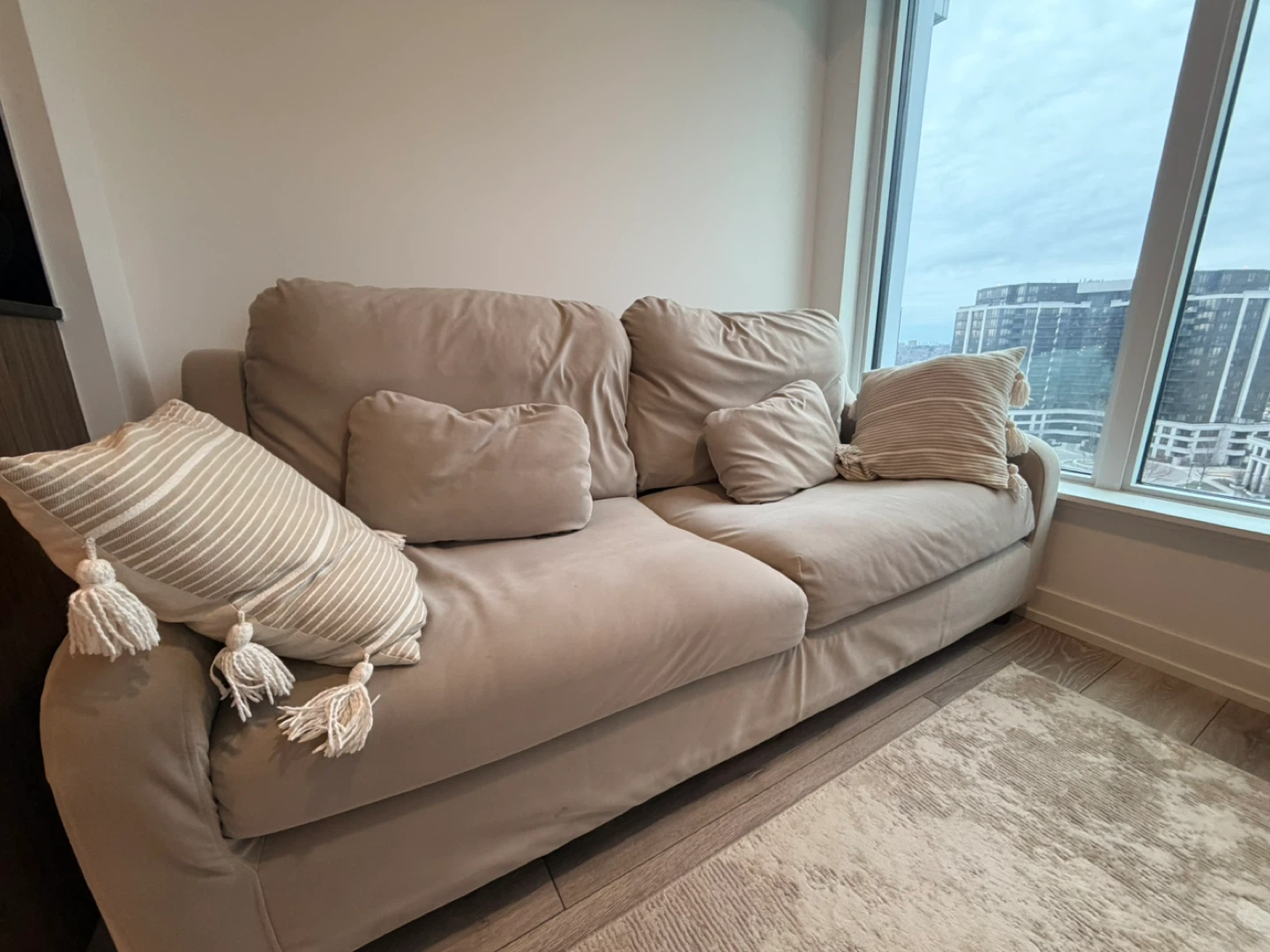 Beige 2-Seater Sofa with Pillows - photo 4