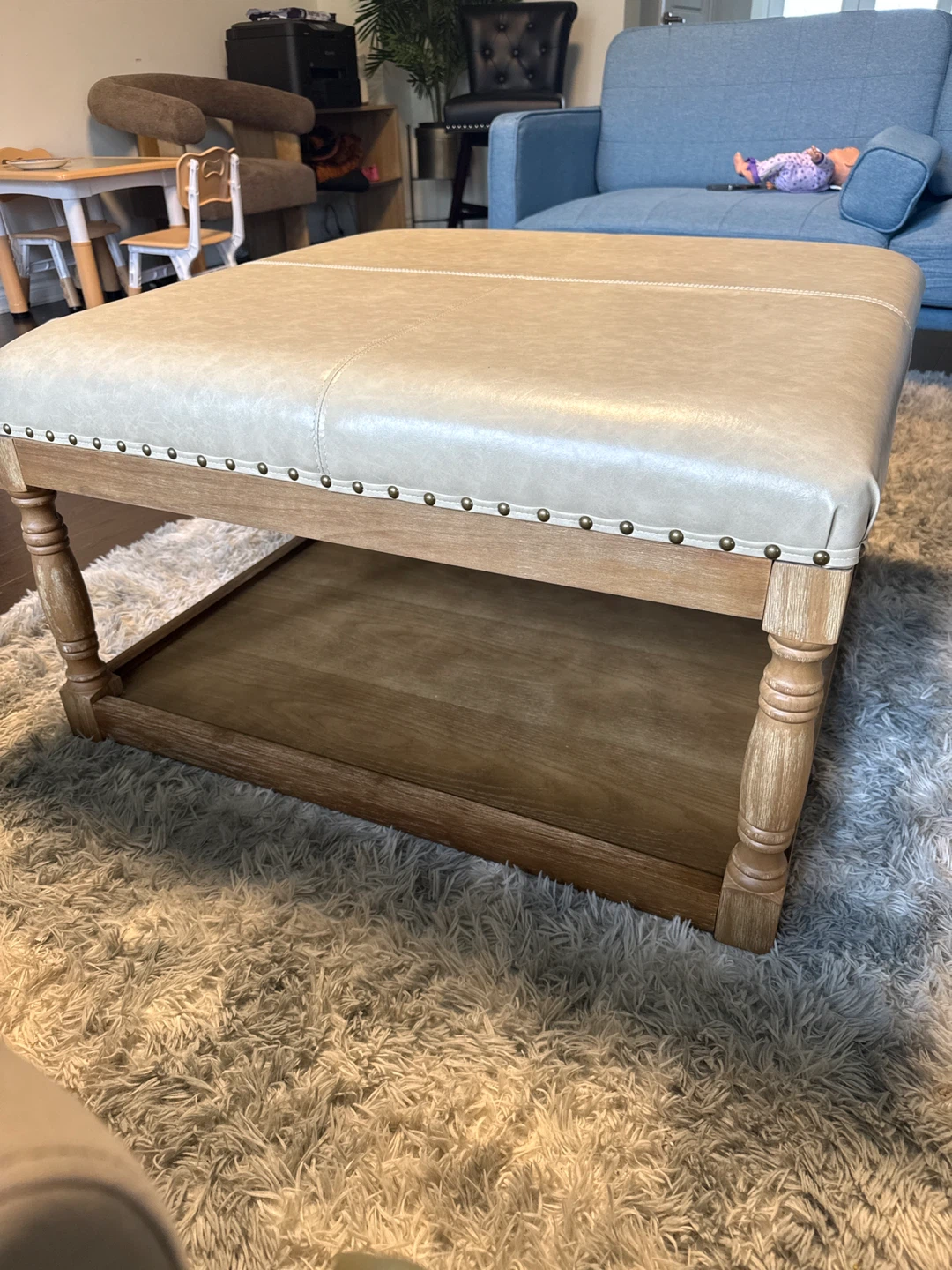 TOHUIMO 33-Inch Leather Ottoman Coffee Table - photo 3