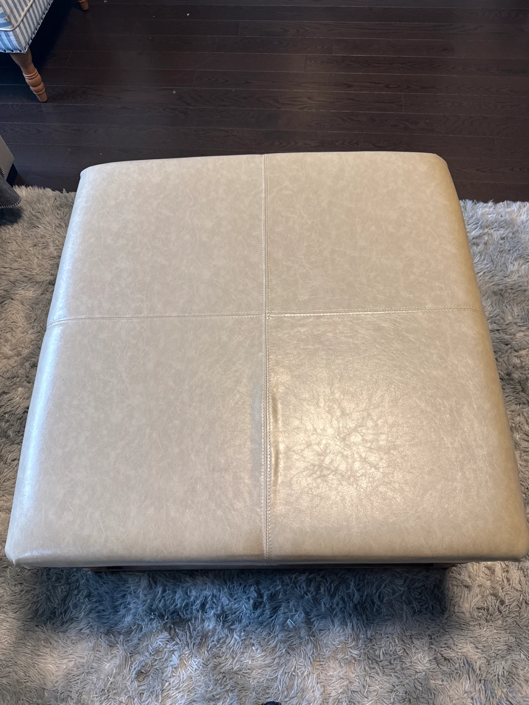 TOHUIMO 33-Inch Leather Ottoman Coffee Table - photo 2
