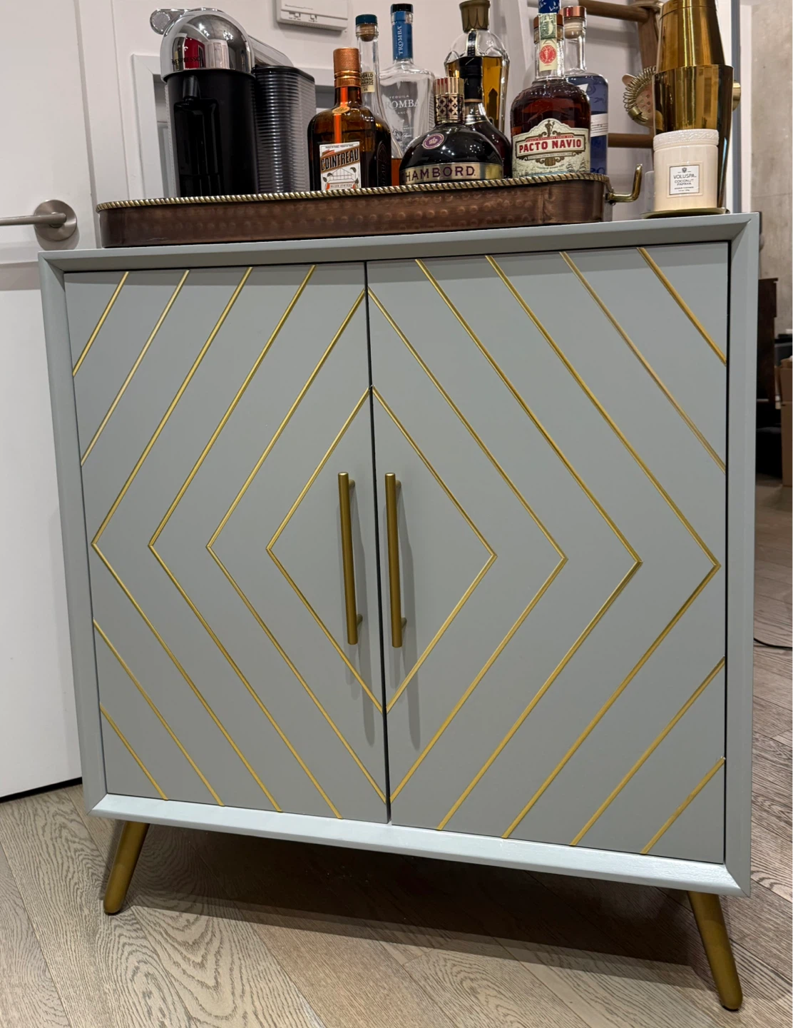 Greyish blue and gold Kitchen sideboard / buffet