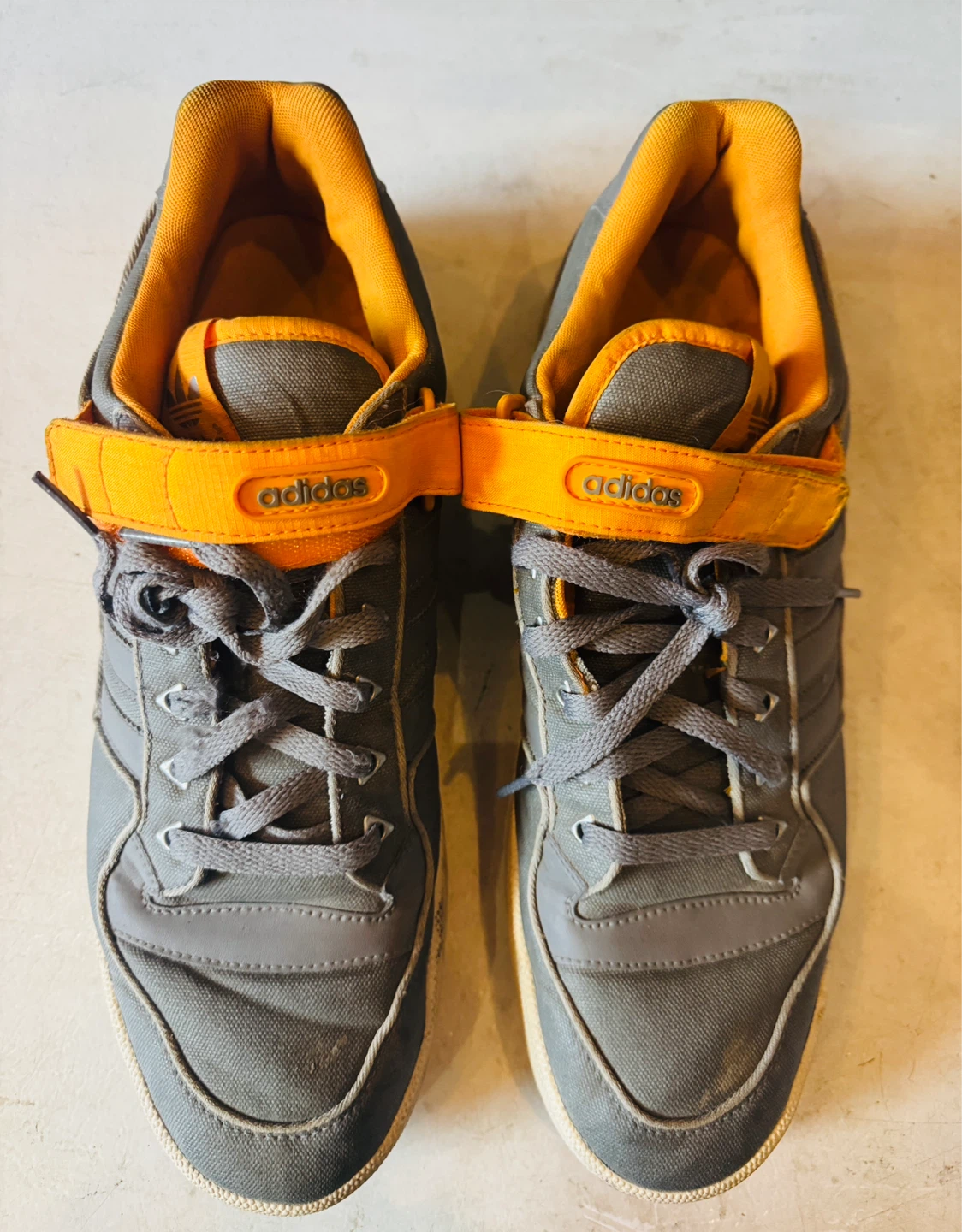 Adidas Men's Grey & Orange Sneakers - Size 10.5
