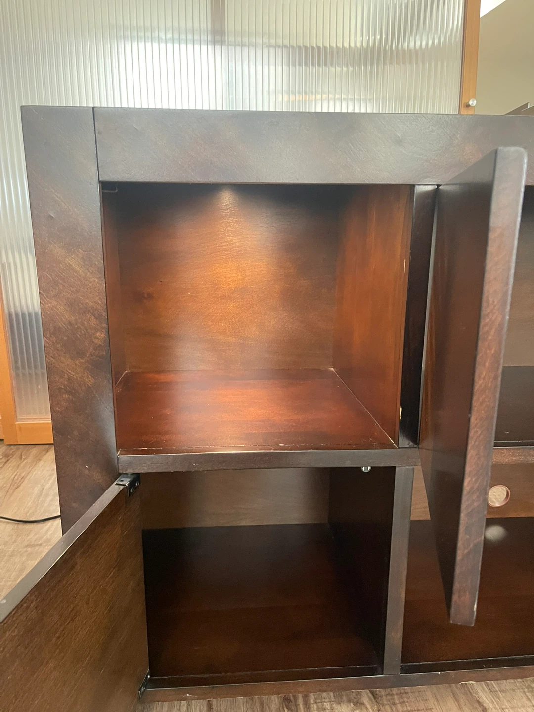 Dark Wood Media Console with Doors and Shelves - photo 3
