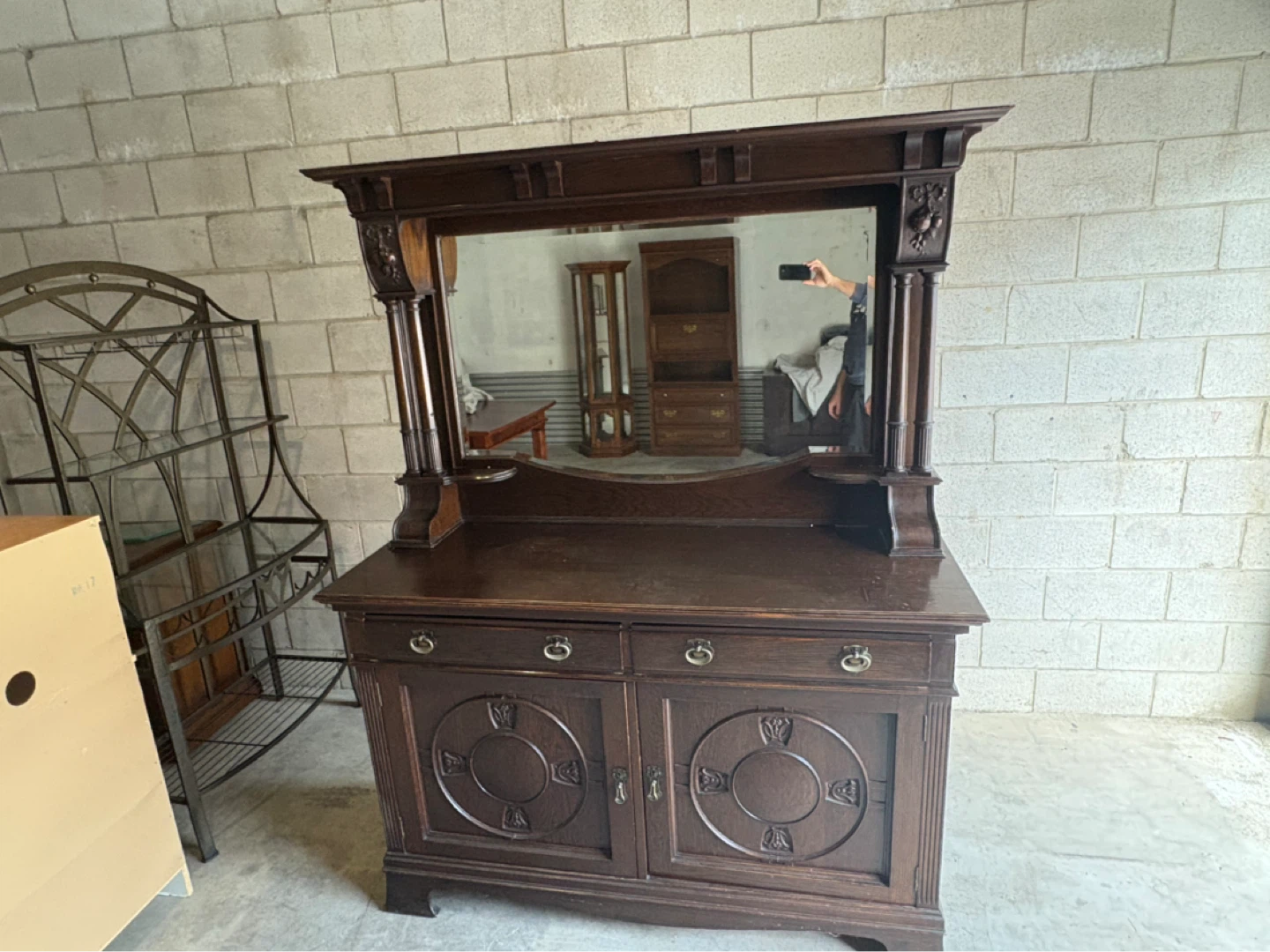 Free delivery Antique Oak Sideboard with Mirror - photo 2