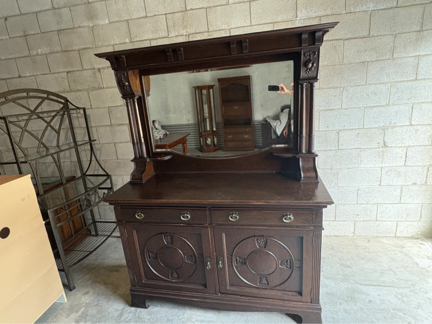 Free delivery Antique Oak Sideboard with Mirror