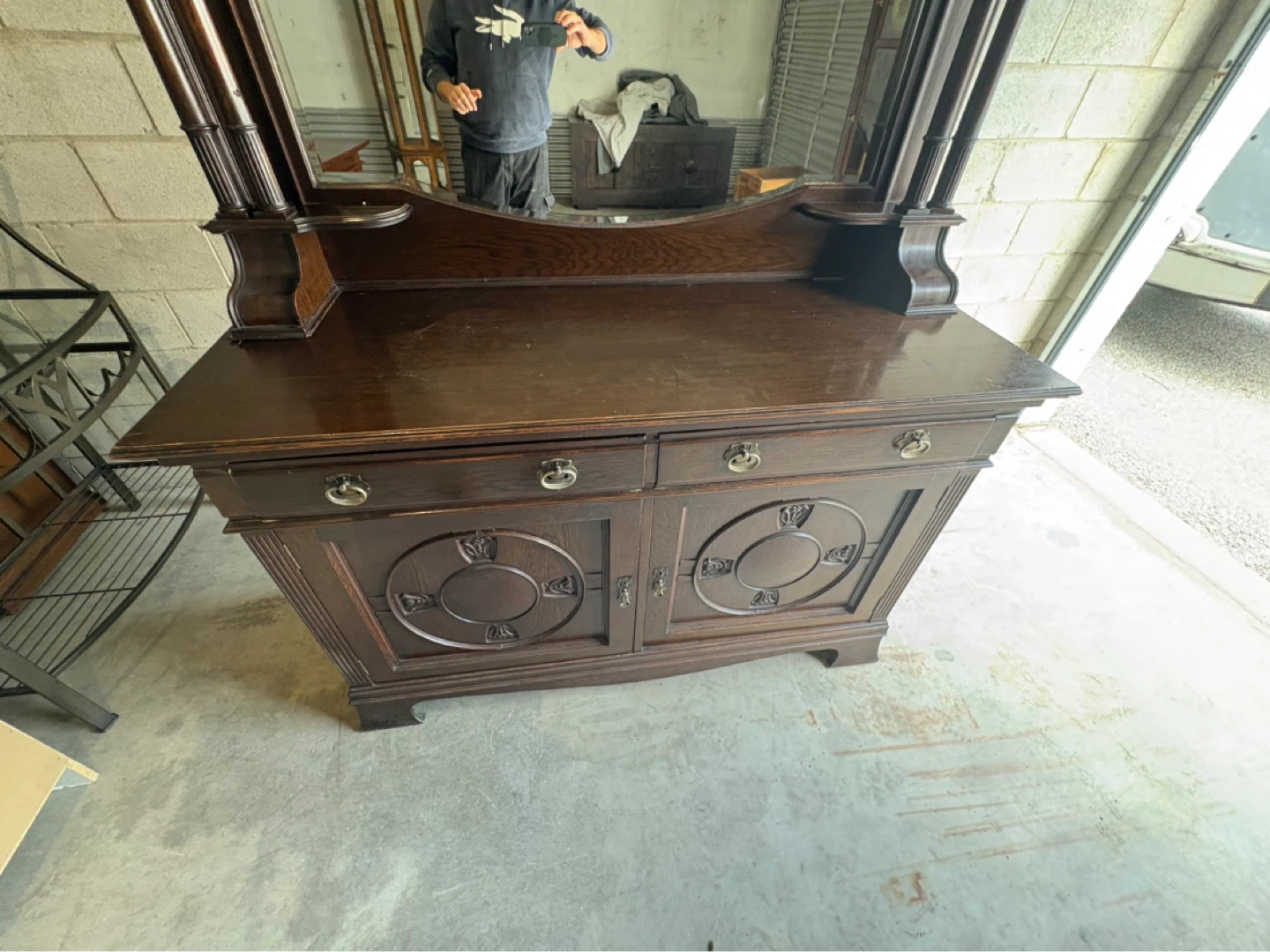 Free delivery Antique Oak Sideboard with Mirror - photo 3