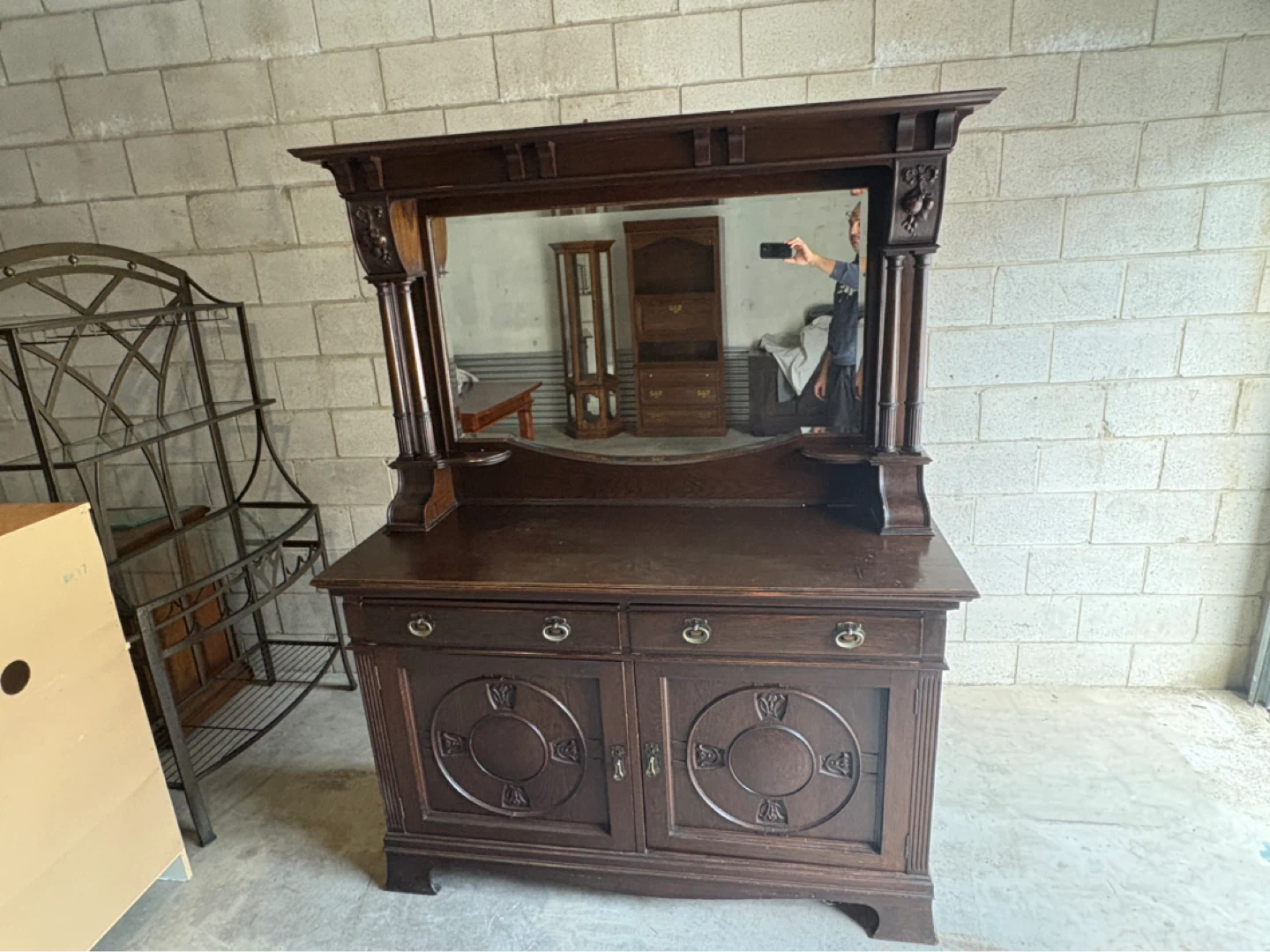 Free delivery Antique Oak Sideboard with Mirror - photo 5