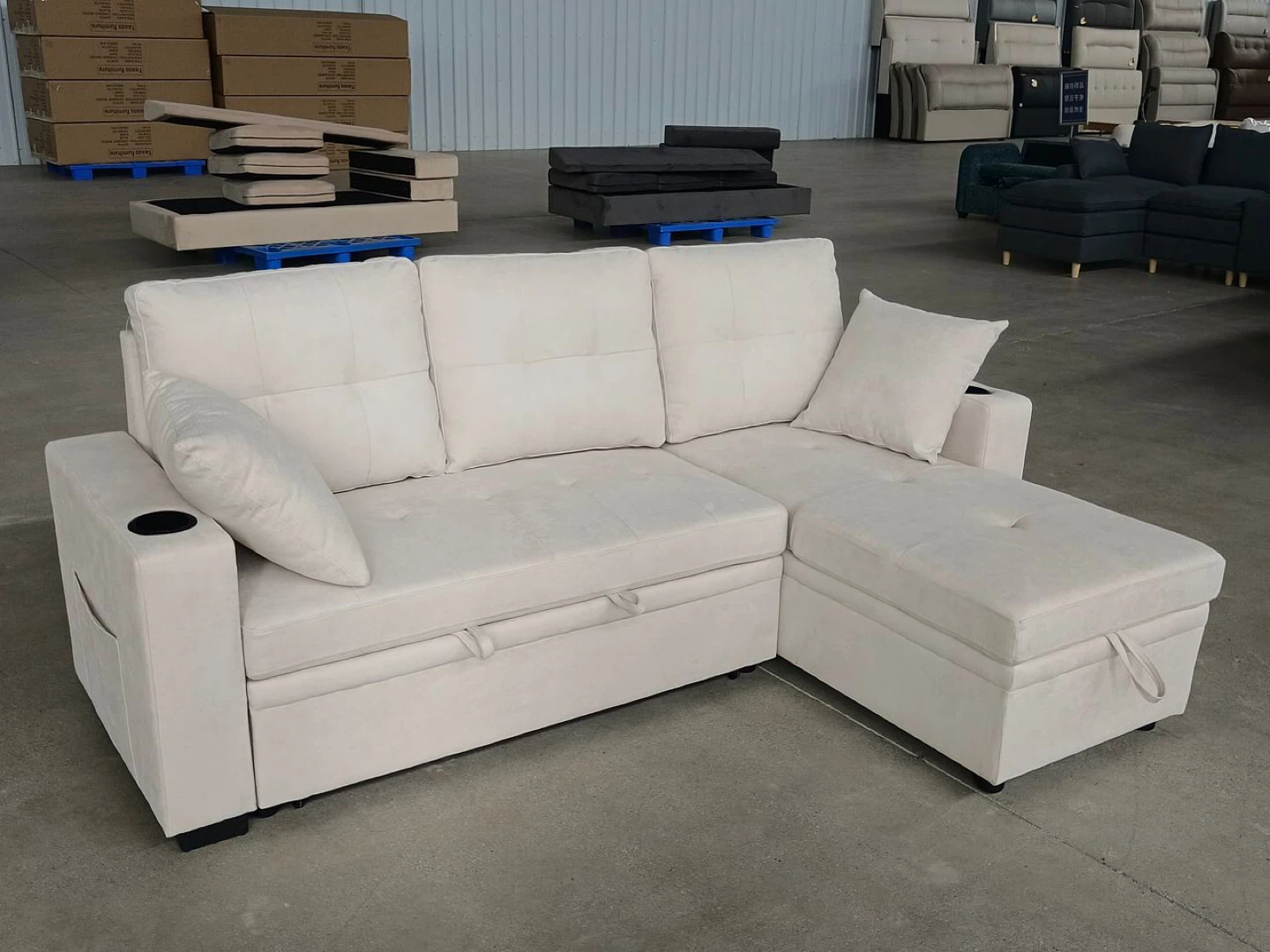 Sectional Sofa with Storage and Pull-Out Bed - photo 2