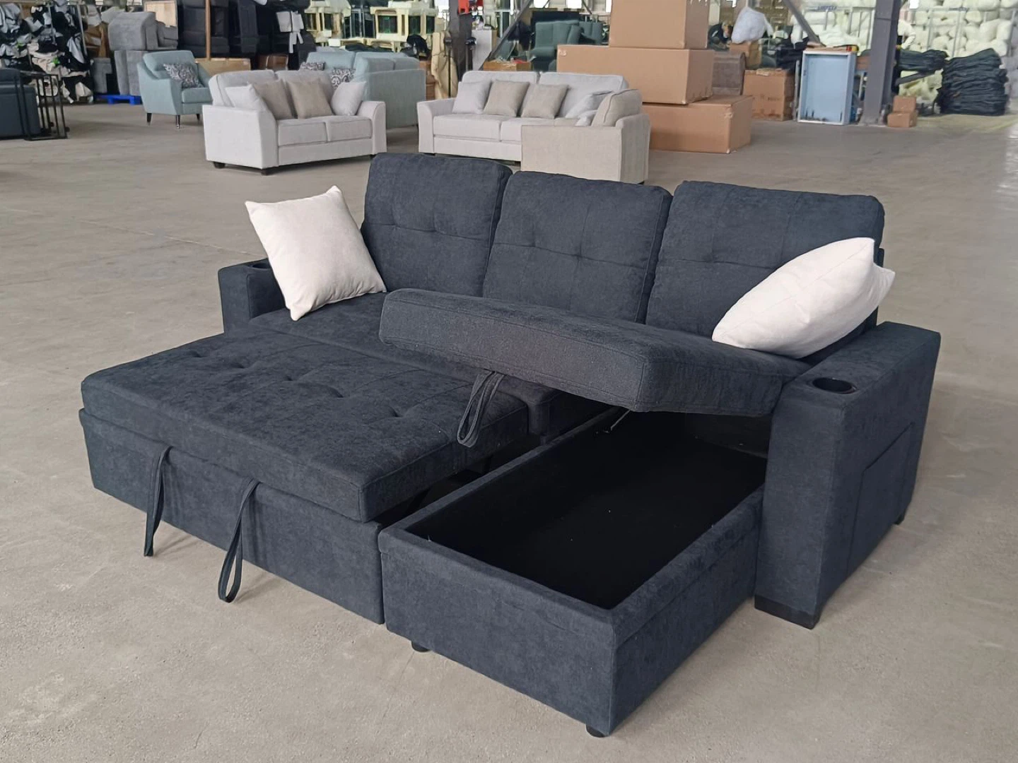 Sectional Sofa with Storage and Pull-Out Bed - photo 5