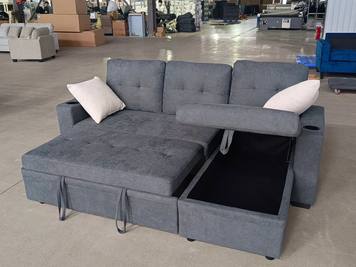 Sectional Sofa with Storage and Pull-Out Bed - photo 4