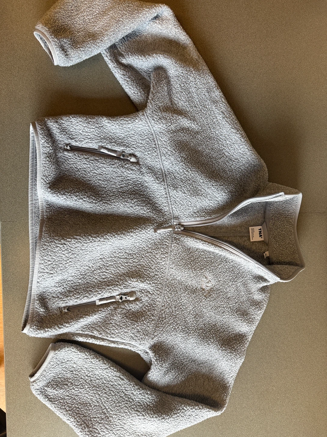 TNA Grey Fleece Quarter Zip Pullover Sweater XS