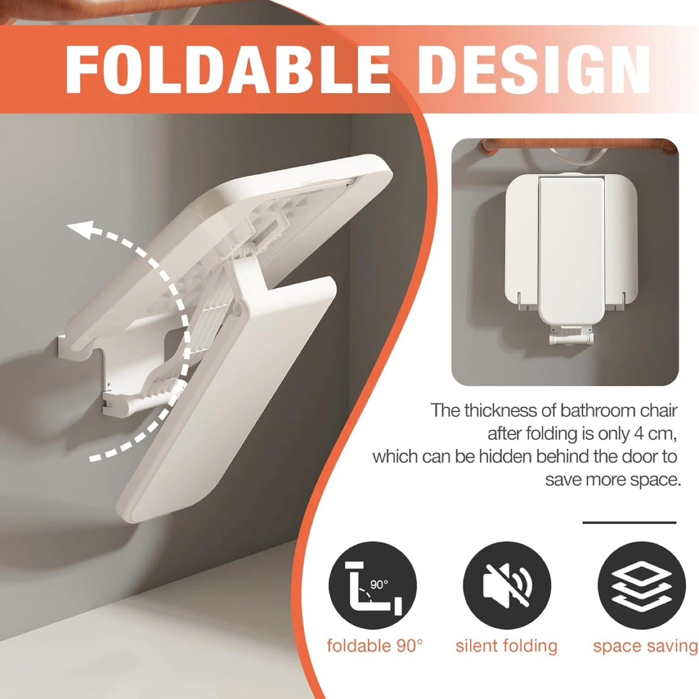 *Brand New* Folding Shower Seat Wall Mounted 400lbs - photo 4