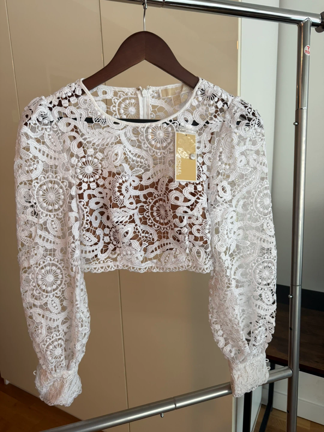 Michael Kors White Lace Cropped Blouse XS