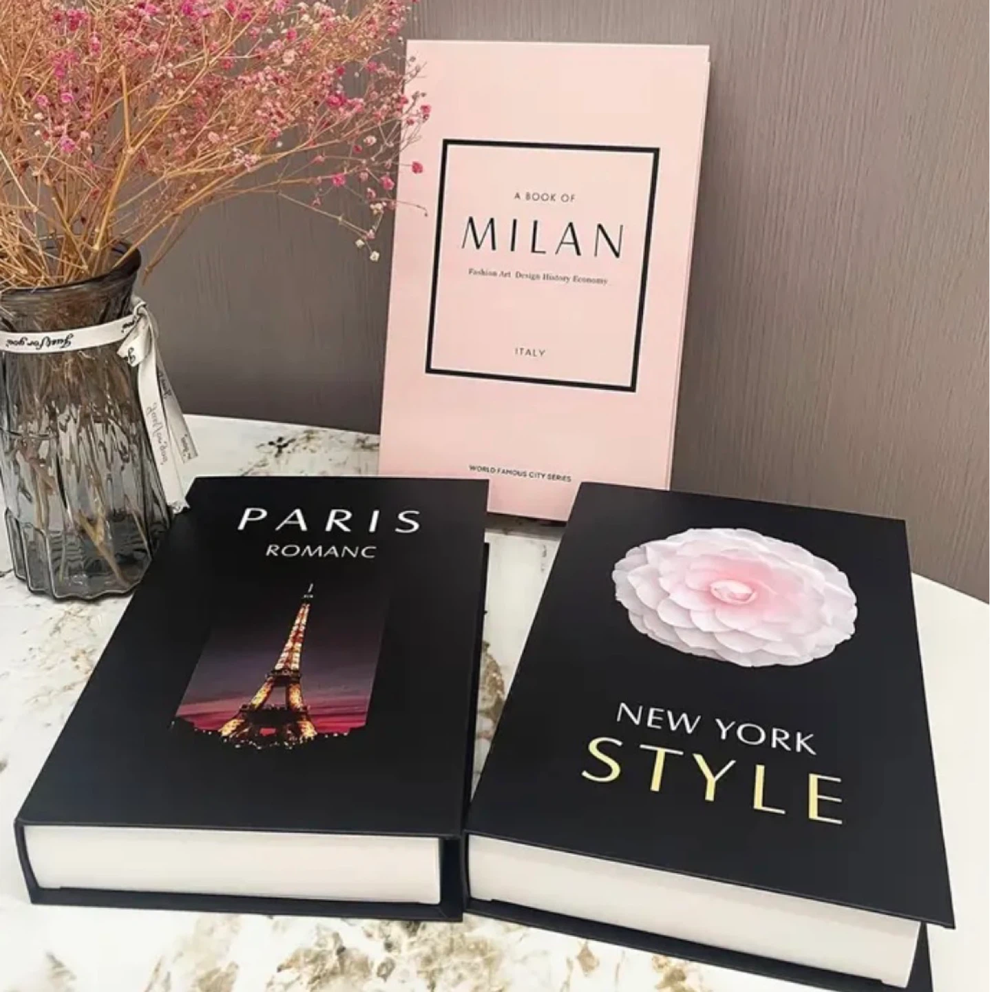 Decorative Faux Book Set - Paris, Milan, New York