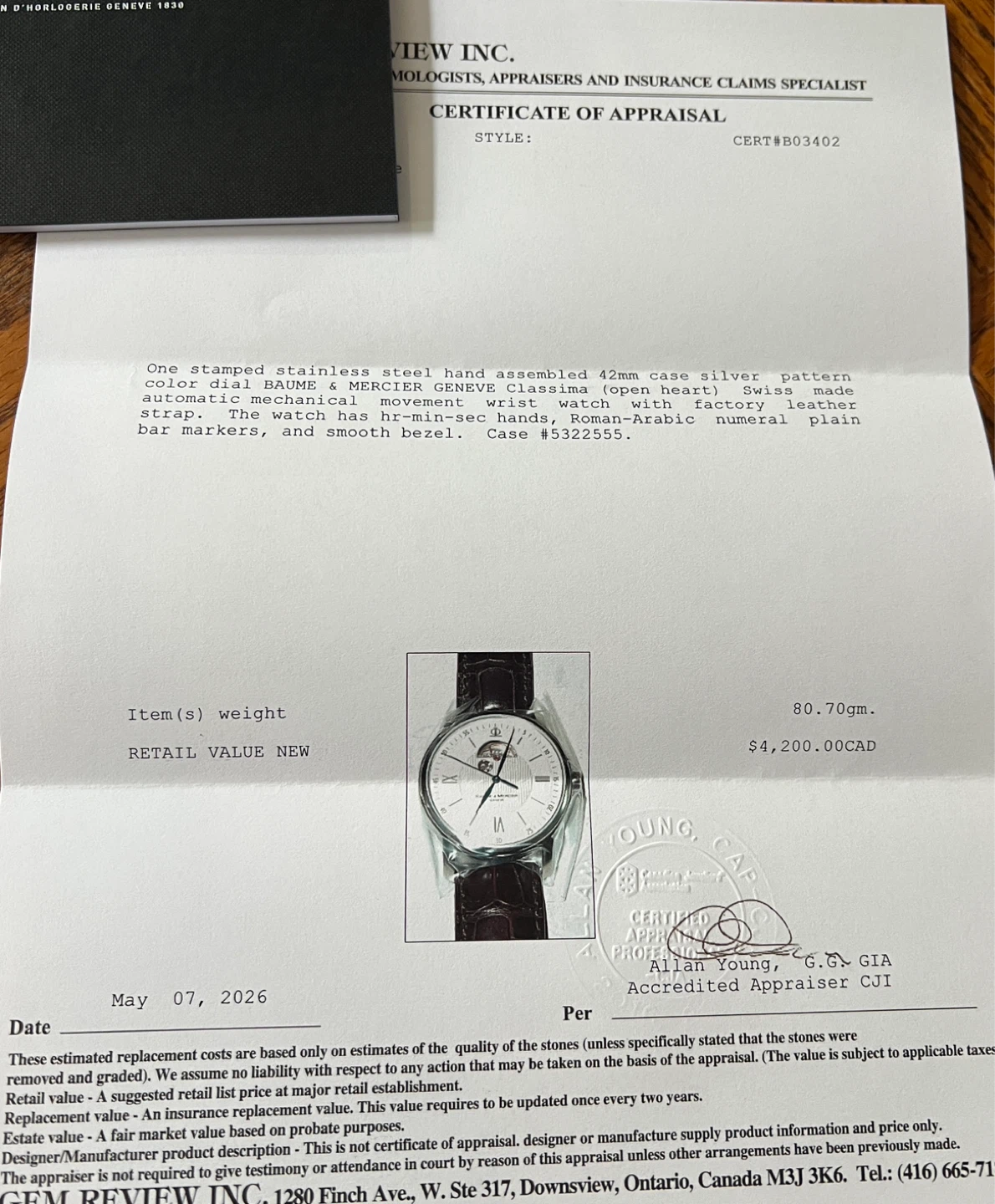 Baume & Mercier Classima Open Heart Automatic – Ref. MOA08688 - photo 5