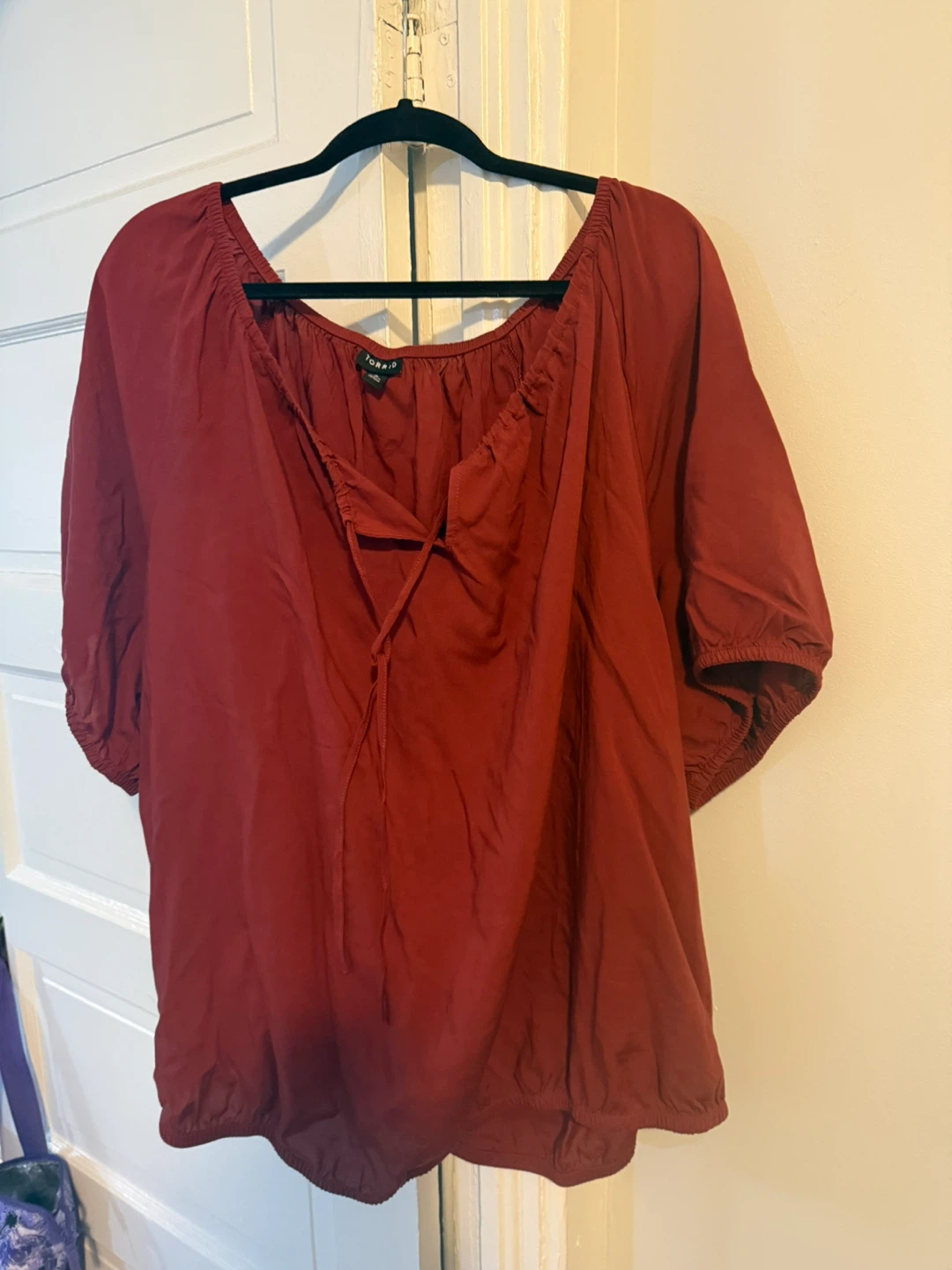 Torrid Red Tie-Neck Blouse - Size 3