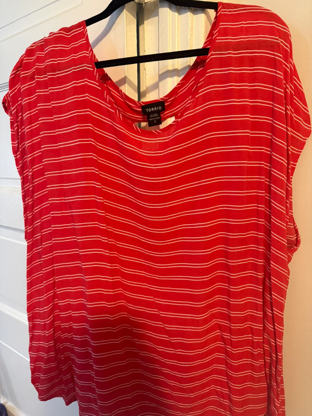 Torrid Red & White Striped Top - Size 3