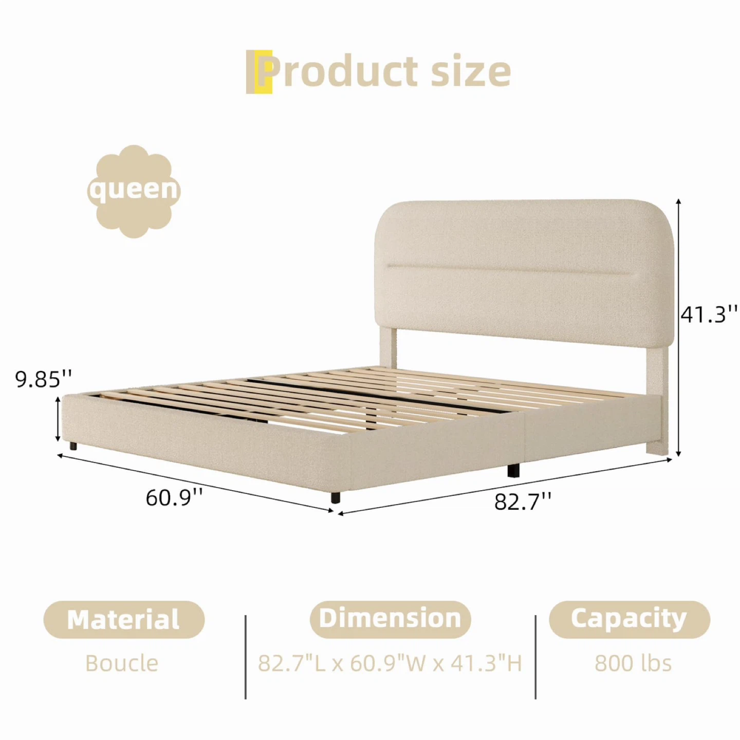 HOMBCK Queen Bed Frame with Headboard - photo 2