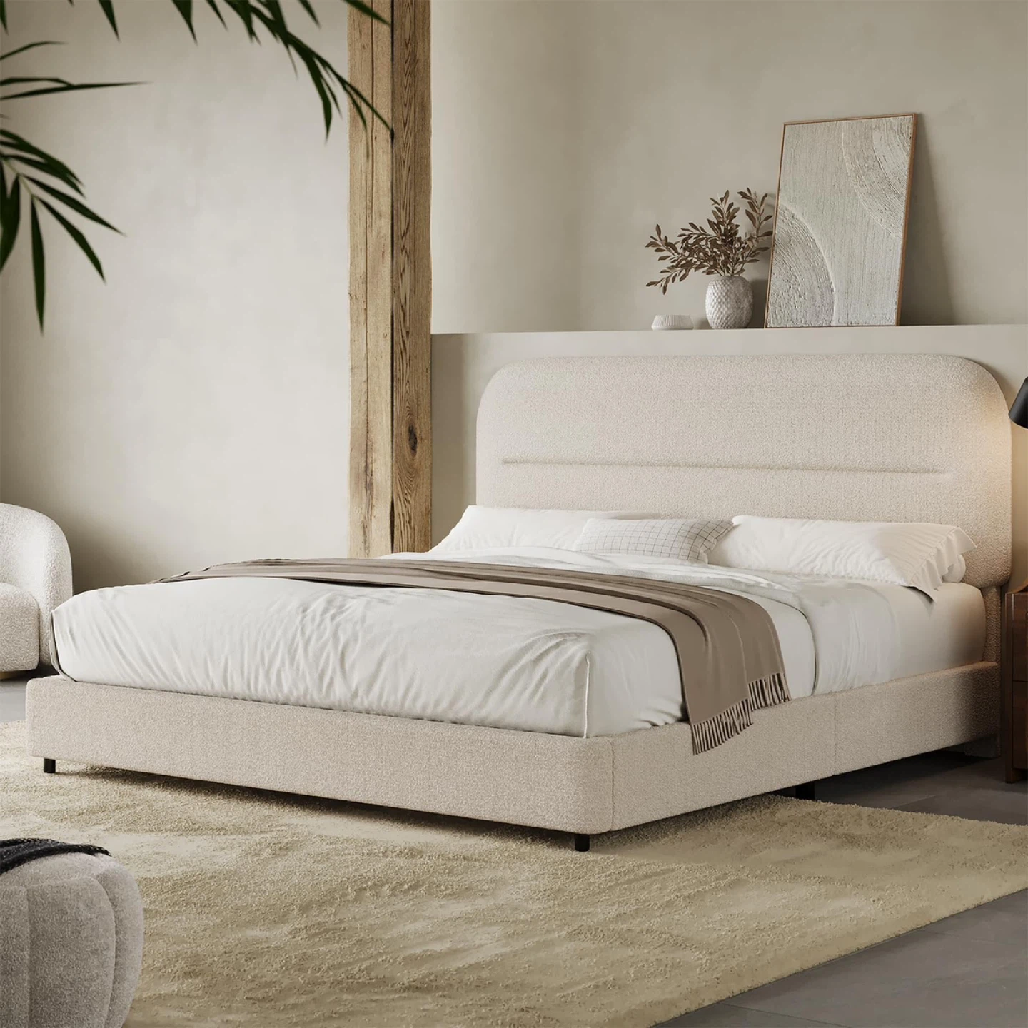 HOMBCK Queen Bed Frame with Headboard