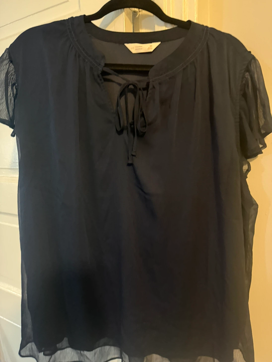 Lauren Conrad Navy Chiffon Blouse