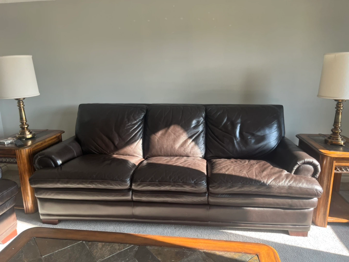 Dark Brown Leather Sofa