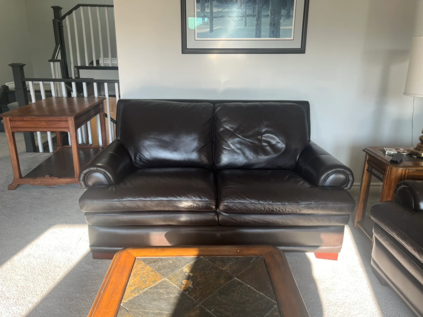 Dark Brown Leather Sofa - photo 2