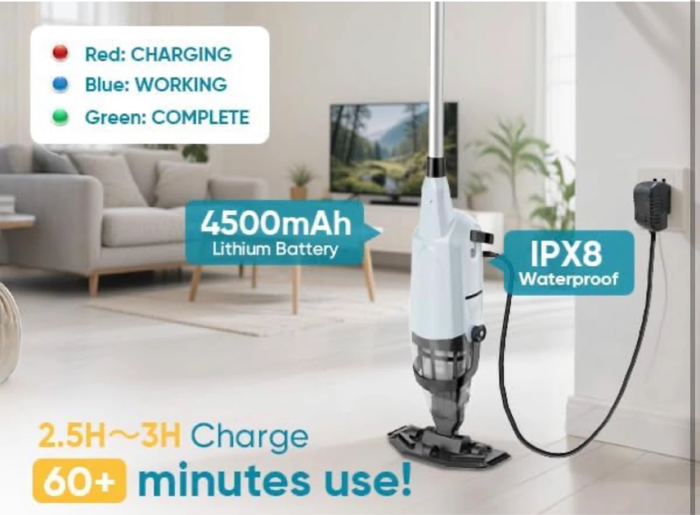 Cordless Pool Vacuum for Above Ground and Inground Pools - photo 4