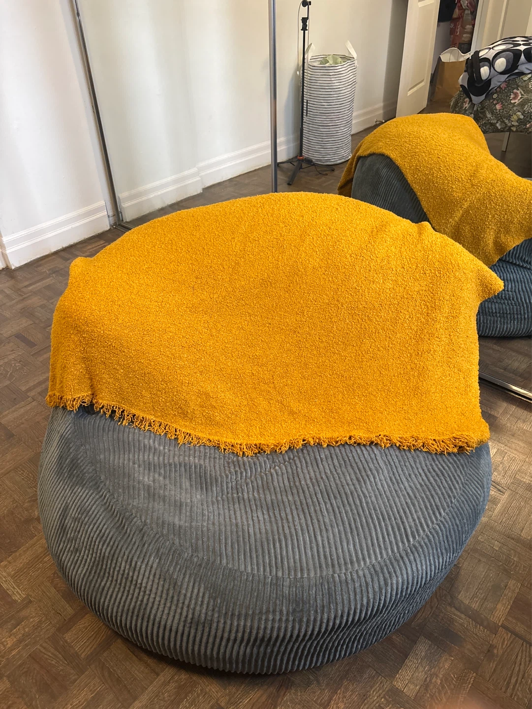 Grey Corduroy Bean Bag Chair - photo 3