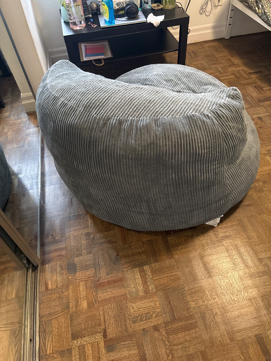 Grey Corduroy Bean Bag Chair - photo 2