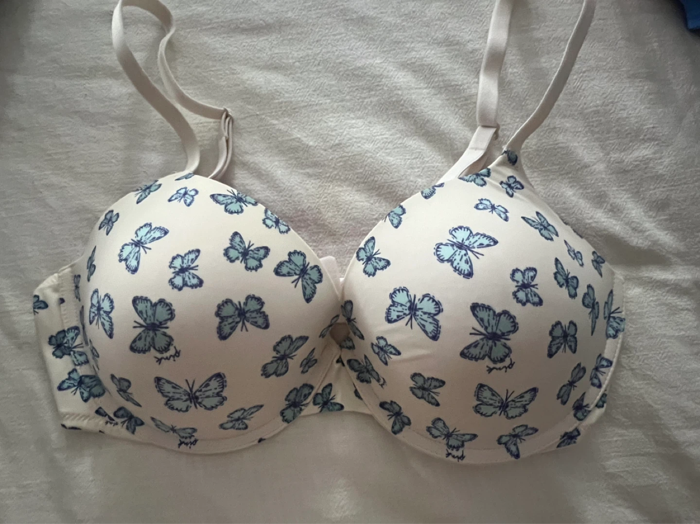 Victoria's Secret Pink Bra 36D White Butterfly Print
