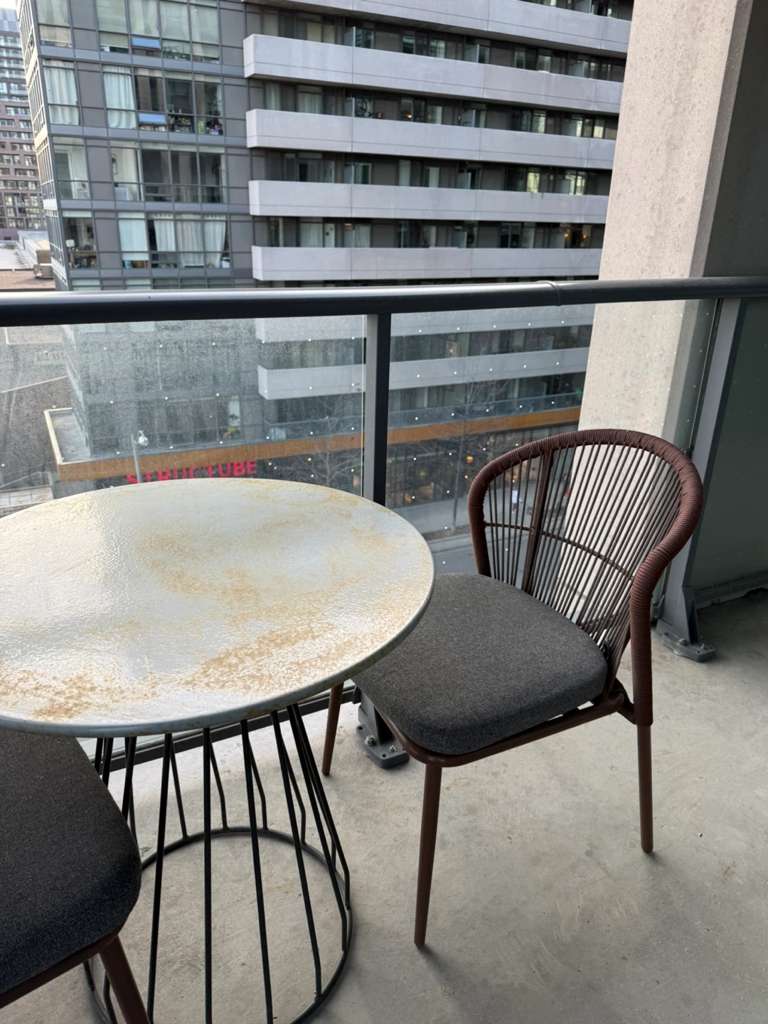Balcony bistro set with table and two chairs