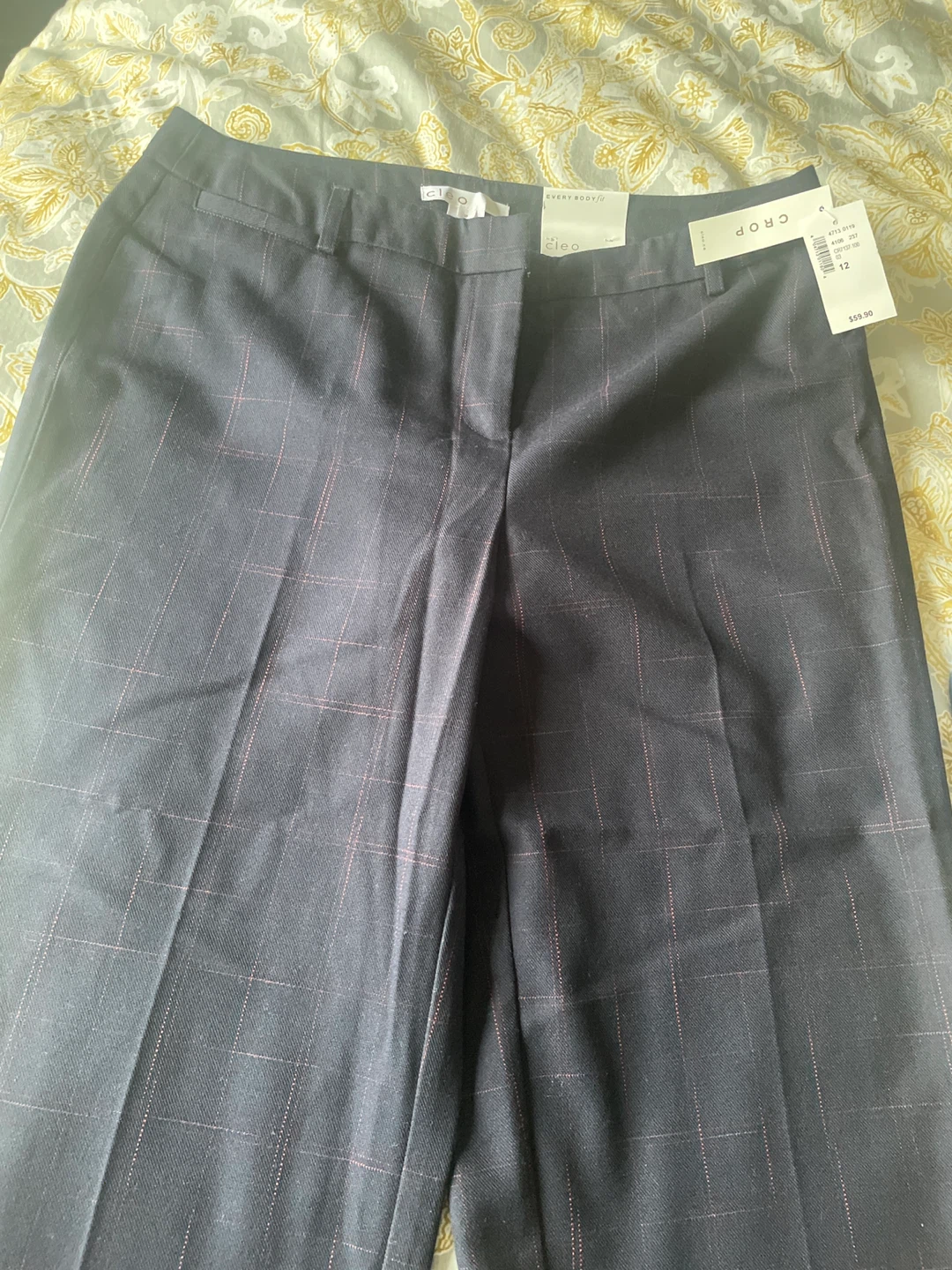Cleo Women's Size 12 Crop Pants Navy Plaid - photo 2