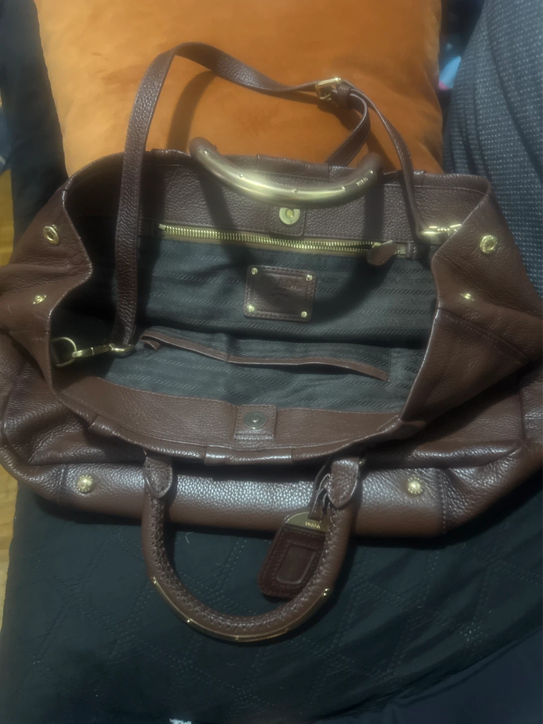Brown Leather Prada Tote Bag - photo 2