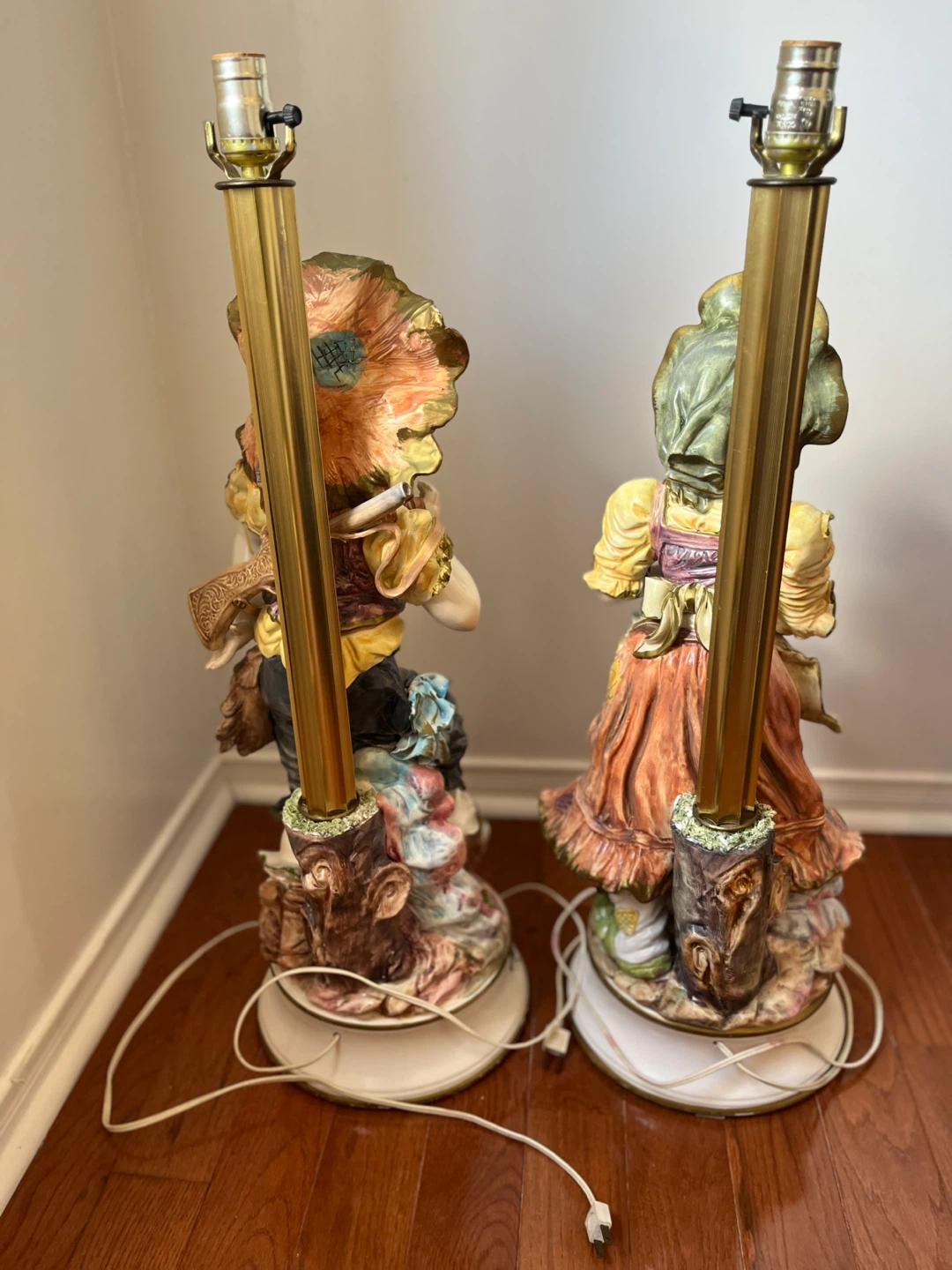 Vintage pair of Capodimonte porcelain figural lamp ,Italy - photo 4