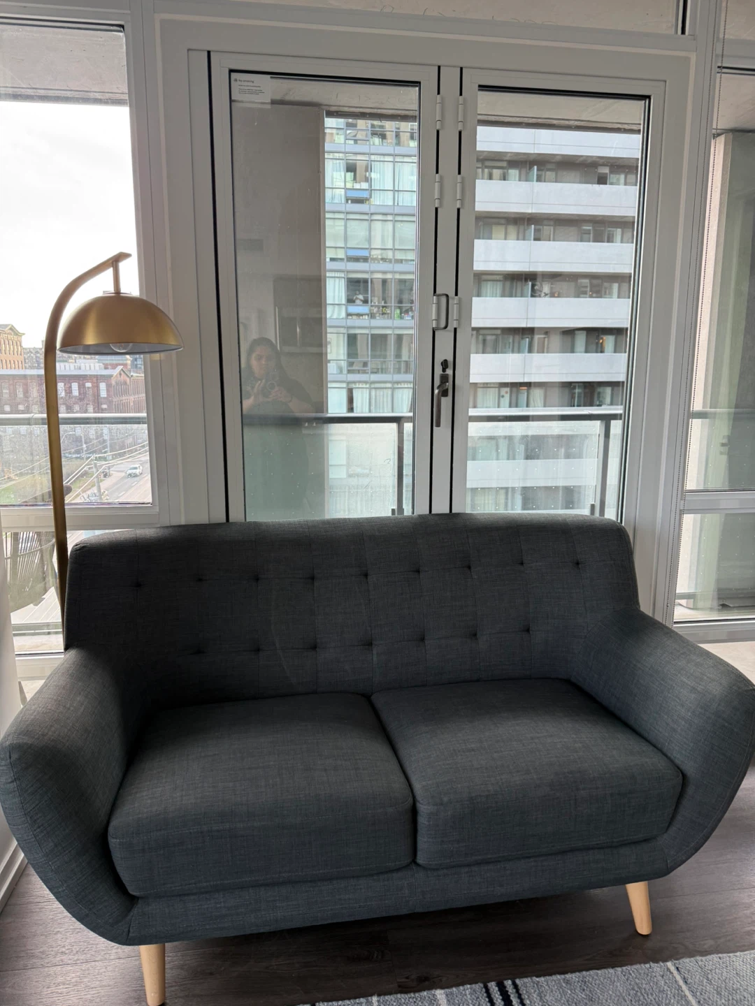 Grey Tufted Loveseat Sofa - photo 3
