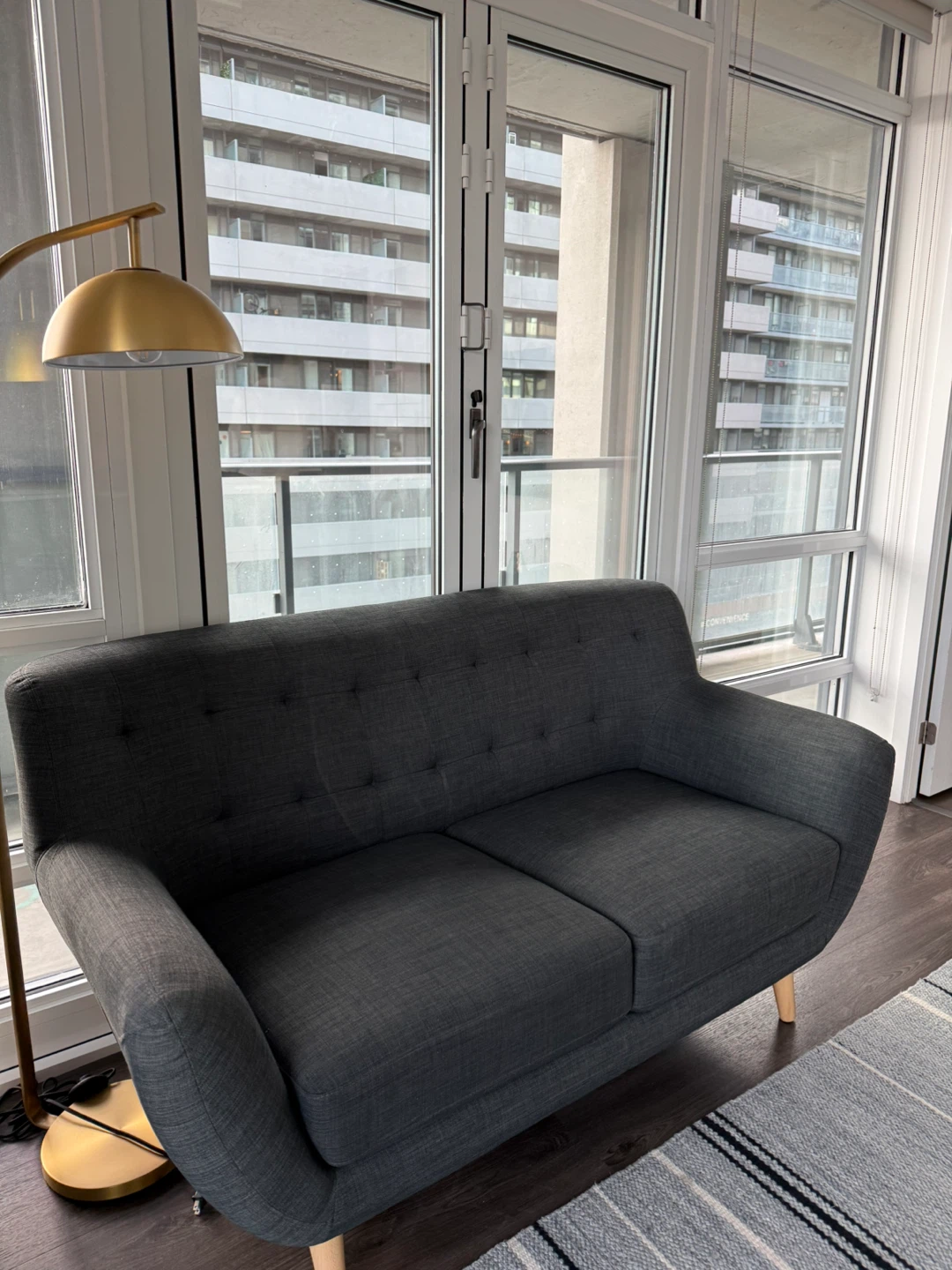 Grey Tufted Loveseat Sofa - photo 2