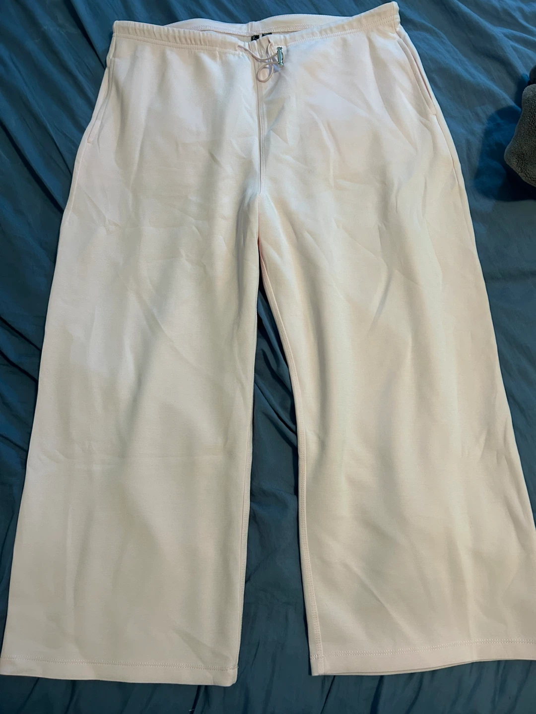 Pink Cropped Wide Leg Sweatpants