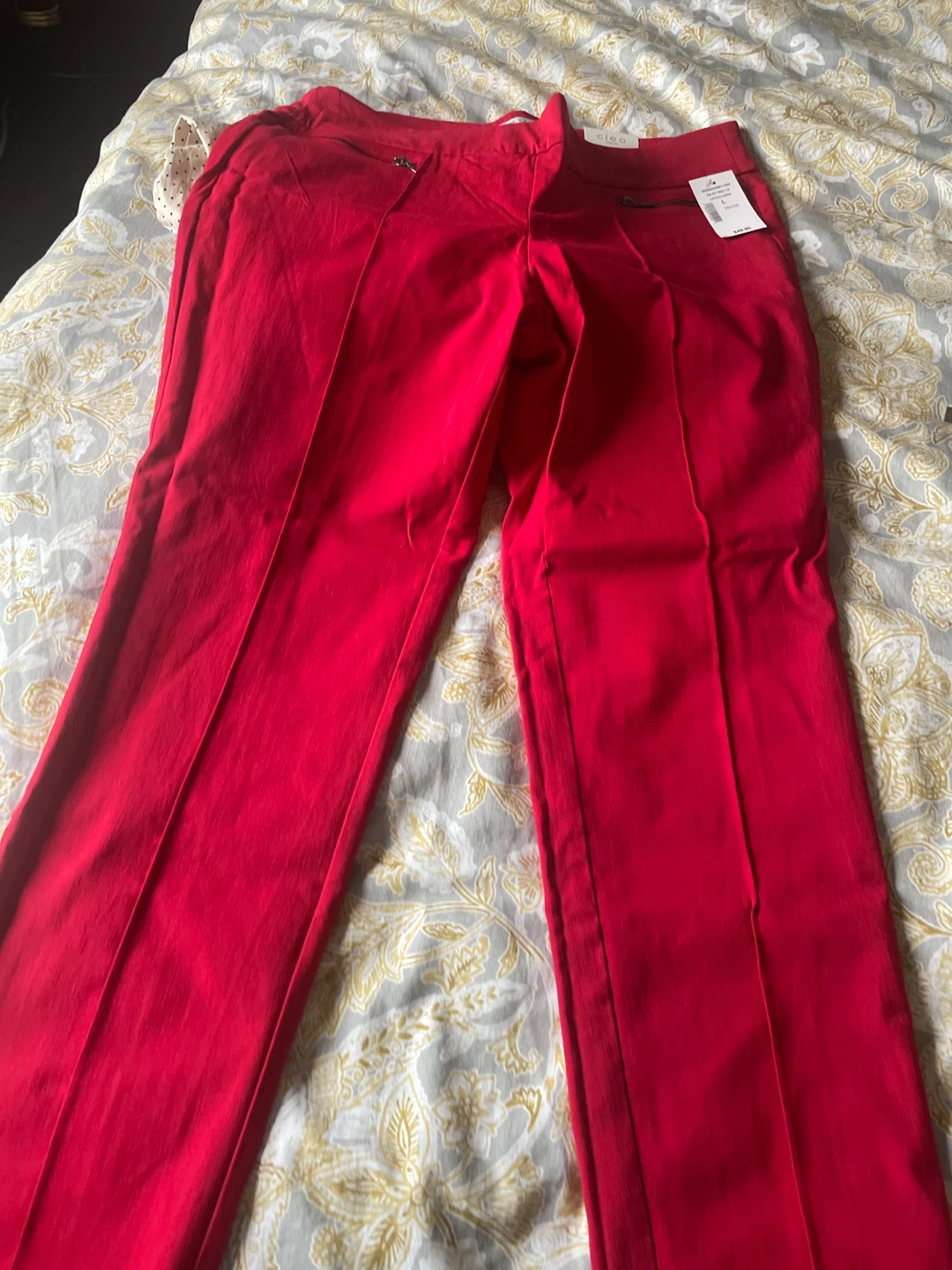 Cleo Petite Red Zipper Pants Size L - photo 2
