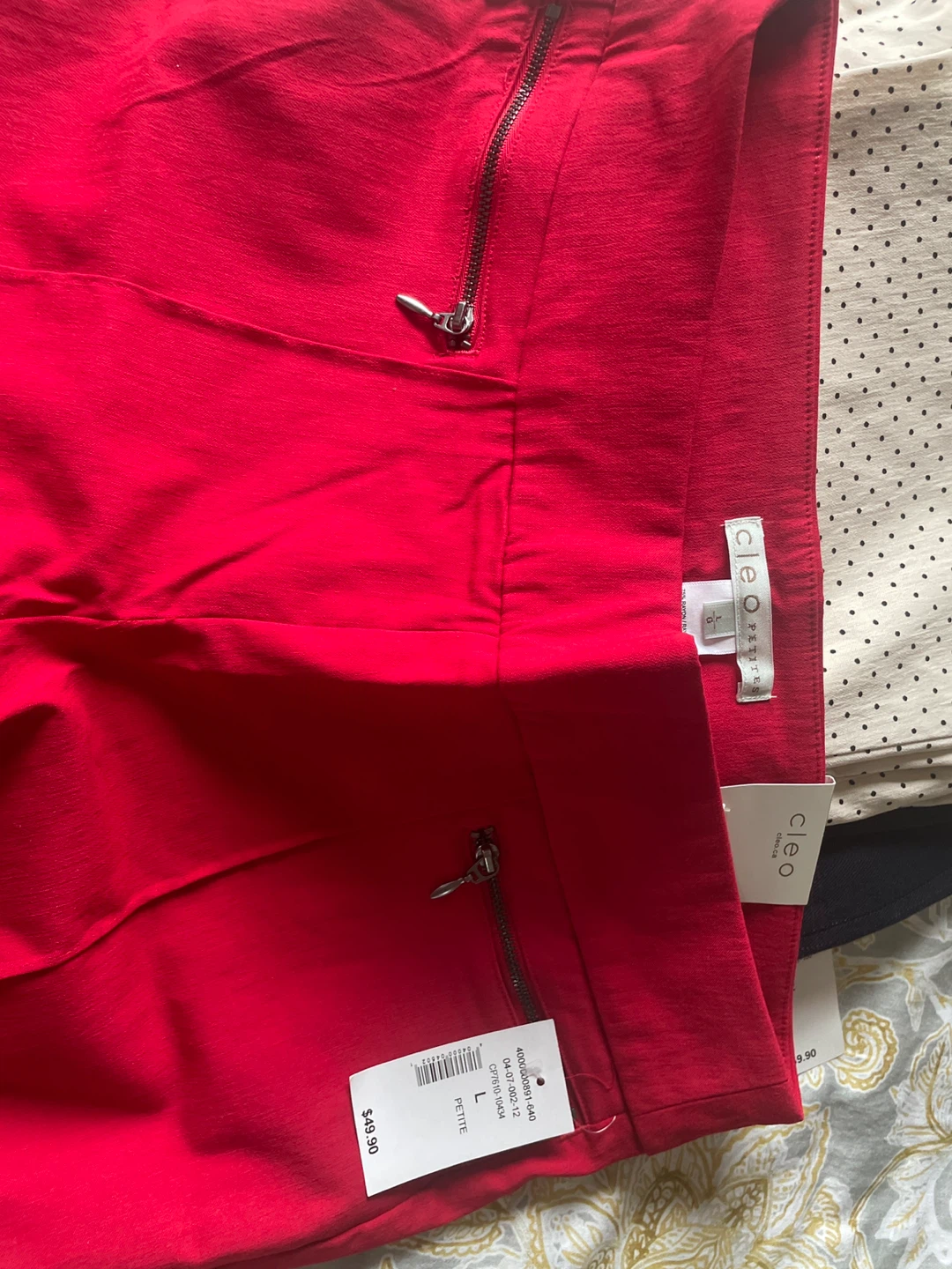 Cleo Petite Red Zipper Pants Size L - photo 3