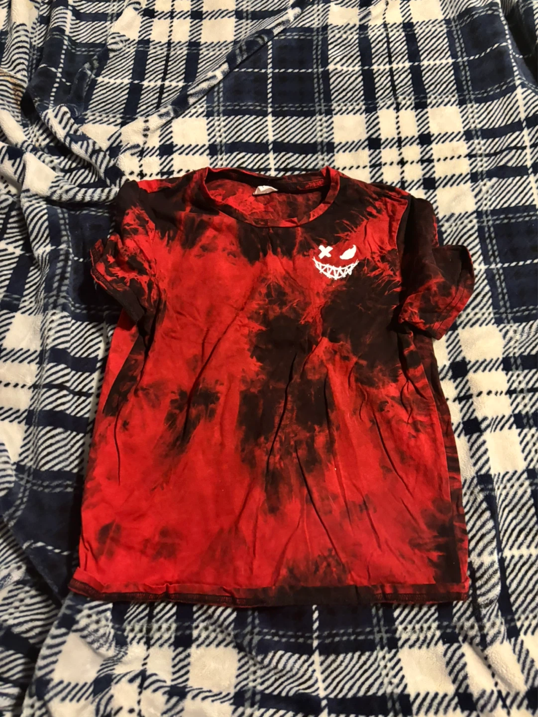 SHEIN Red & Black Tie-Dye Graphic T-Shirt Size 9Y