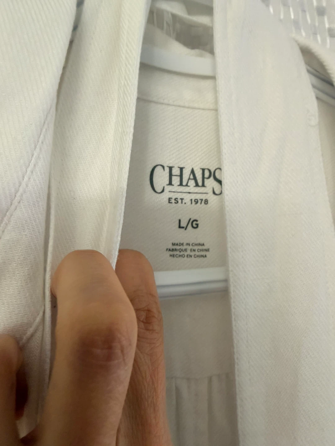 Chaps Sleeveless Button-Up Dress with Tie Neck - White, Size L - photo 2