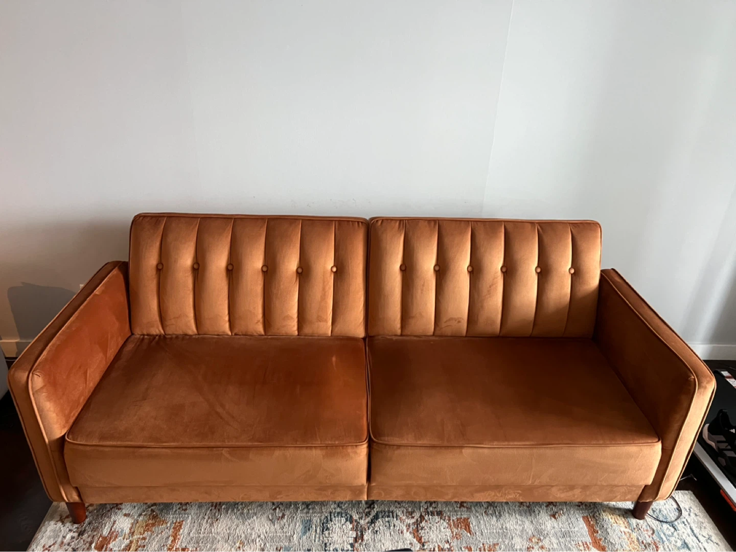 Velvet Convertible Sofa to bed - Walnut