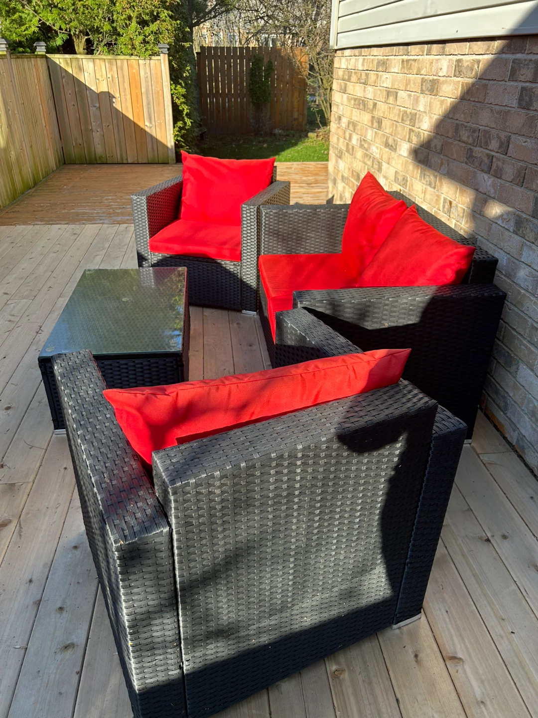 Wicker Patio Set with Red Cushions - photo 2